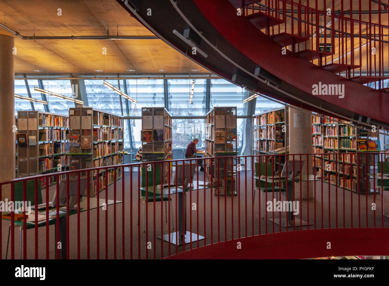 Die Stadtbibliothek Ulm, entworfen von dem Architekten Gottfried Böhm, Baden-Württemberg, Deutschland Stockfoto