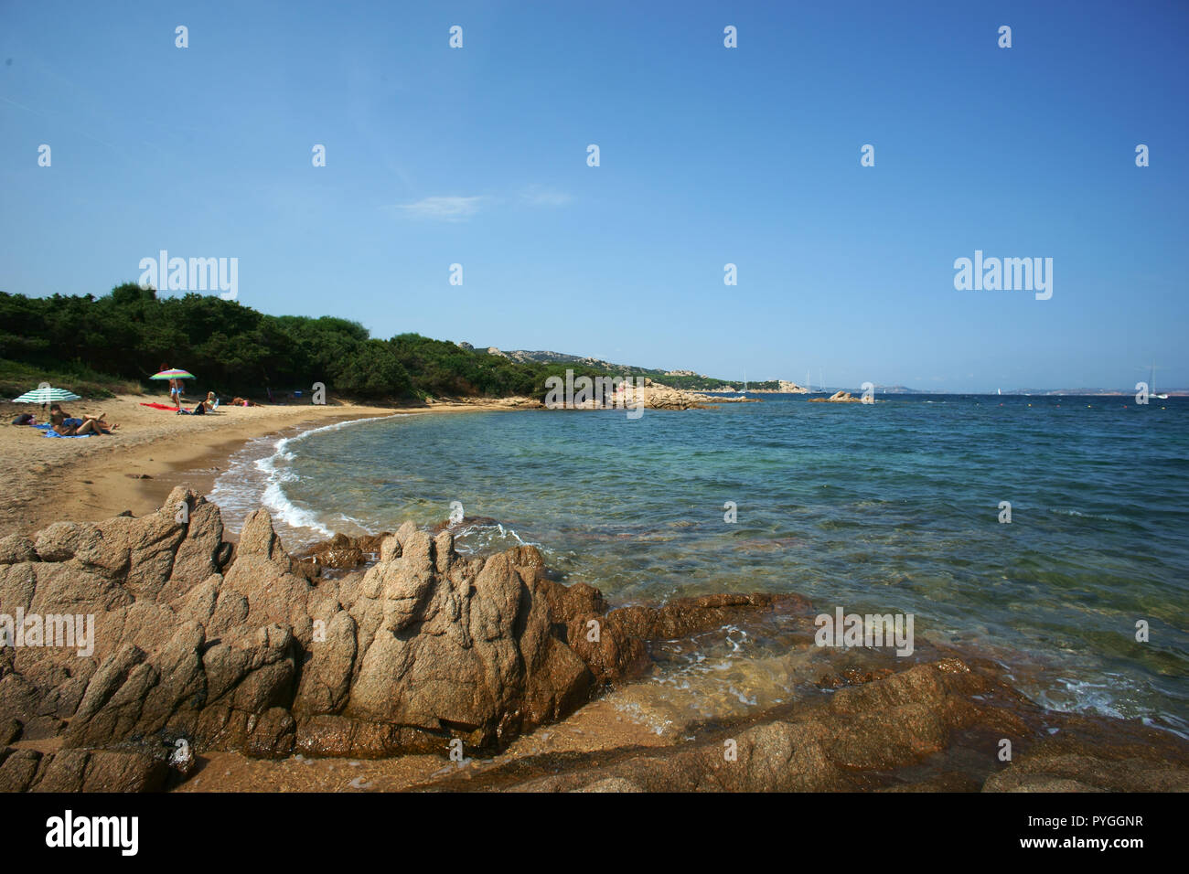 Liscia vacca Beach, Costa Smeralda, Sardinien, Italien Stockfoto