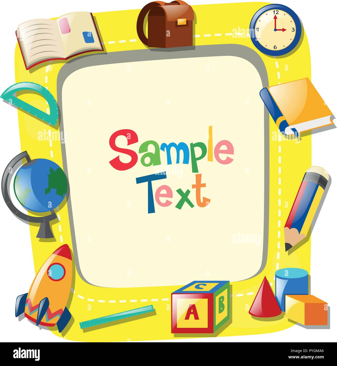 Hintergrund Vorlage mit verschiedenen Arten von stationaries Abbildung Stock Vektor