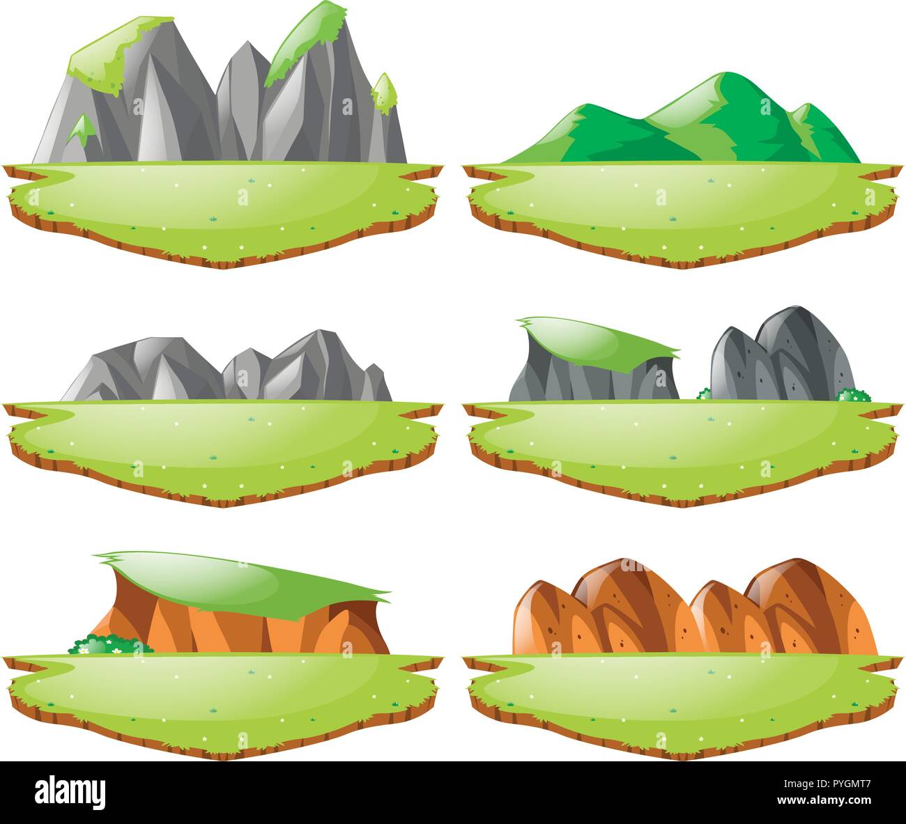 Verschiedene Landschaftsformen für Ebenen und Bergen Abbildung Stock Vektor