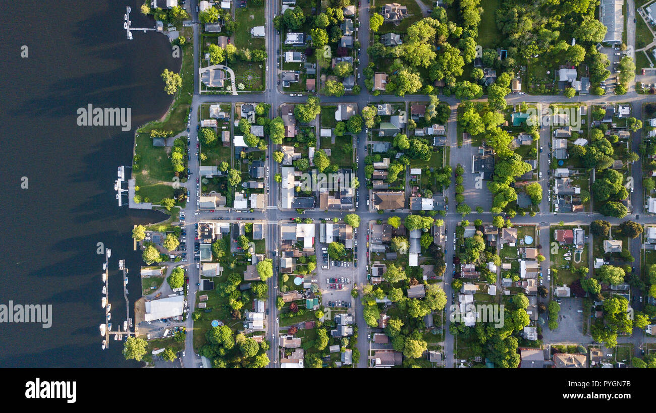 Luftaufnahmen von Athen, NY, USA Stockfoto