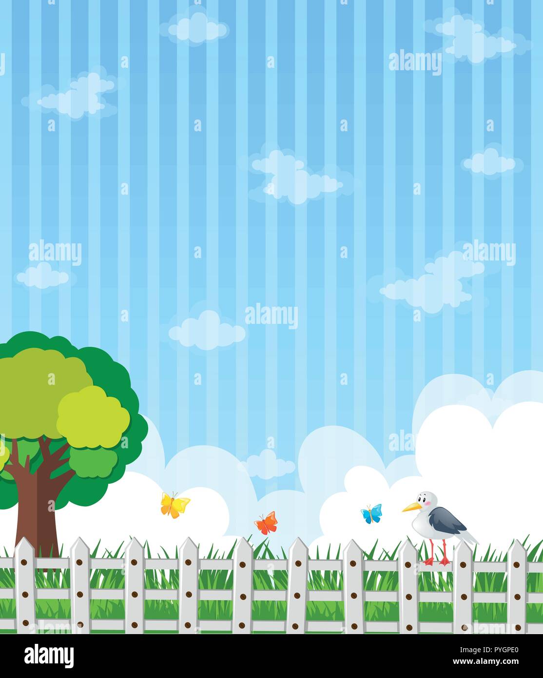 Hintergrund Design Mit Garten Und Blauer Himmel Abbildung Stock Vektorgrafik Alamy