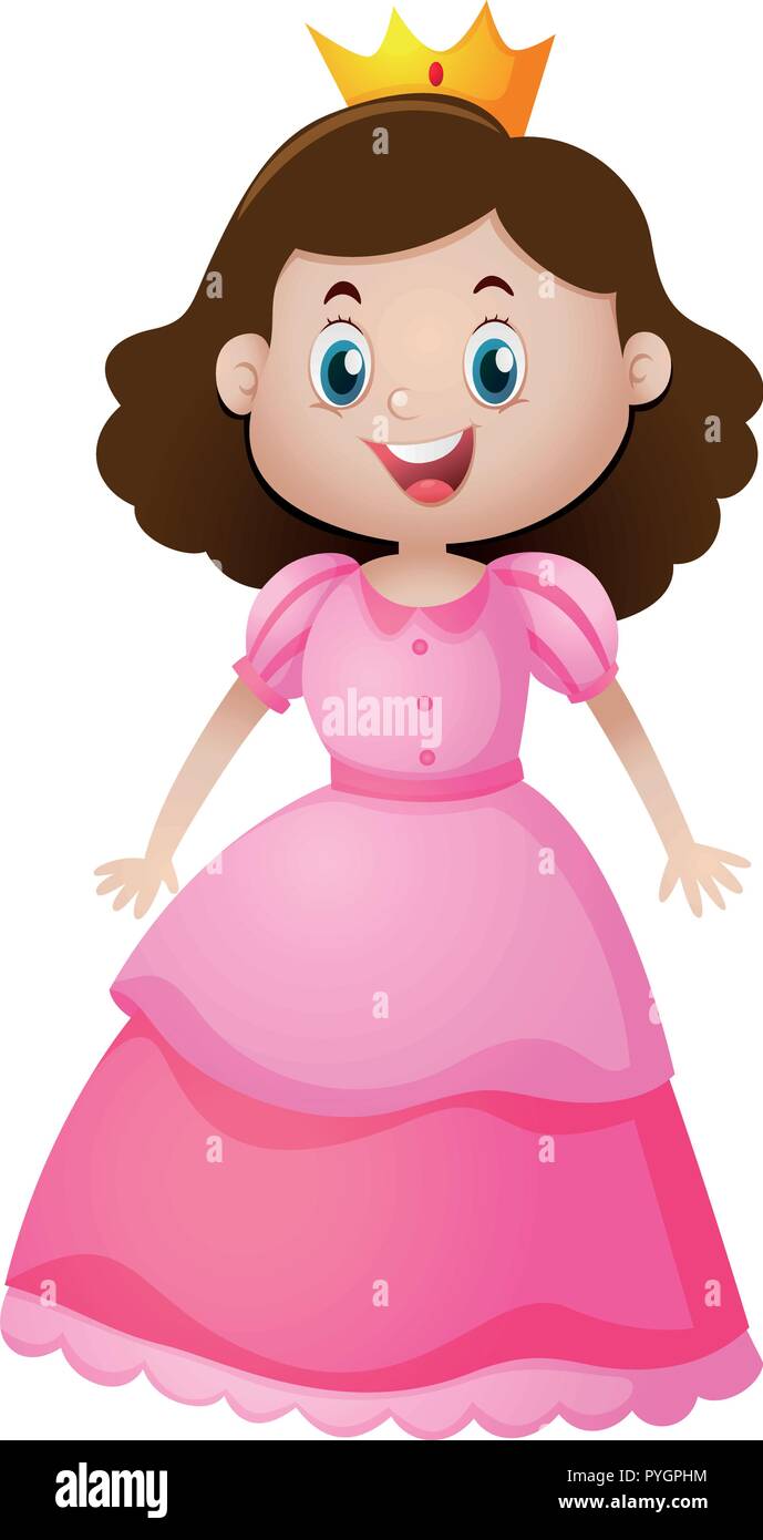 Susse Prinzessin Im Rosa Kleid Abbildung Stock Vektorgrafik Alamy