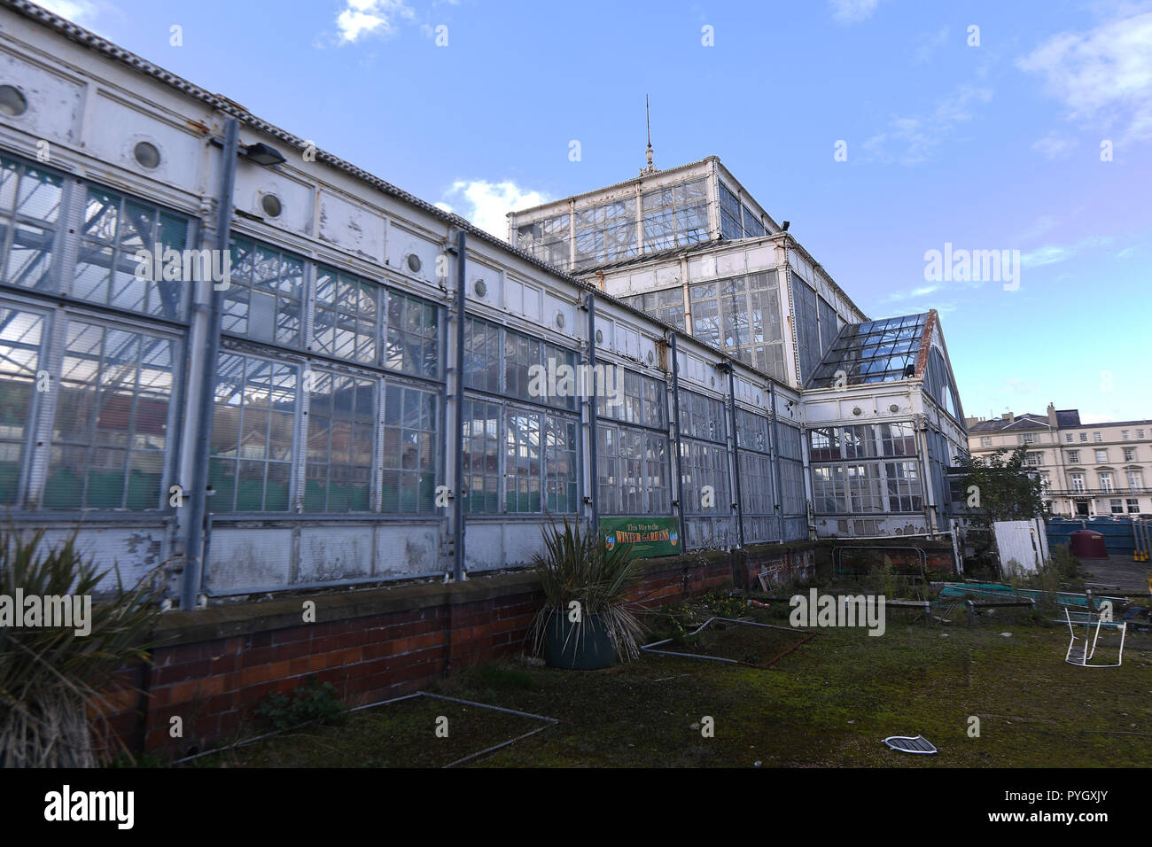 Der letzte überlebende Seaside viktorianischen Gusseisen und Glas Winter Gardens, Great Yarmouth, Norfolk, wie die Küsten Rat sucht einen Investor und Betreiber es als touristische Attraktion zu laufen. Stockfoto