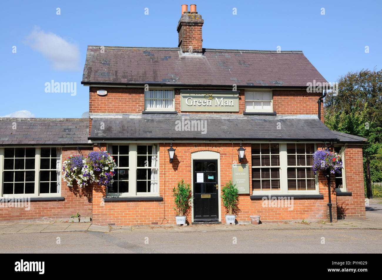 The Green Man Inn, Great Wymondley, Hertfordshire, wurde ursprünglich als Cornwallis bekannt, dessen Name sich von dem Mann, der das Land im Besitz Stockfoto