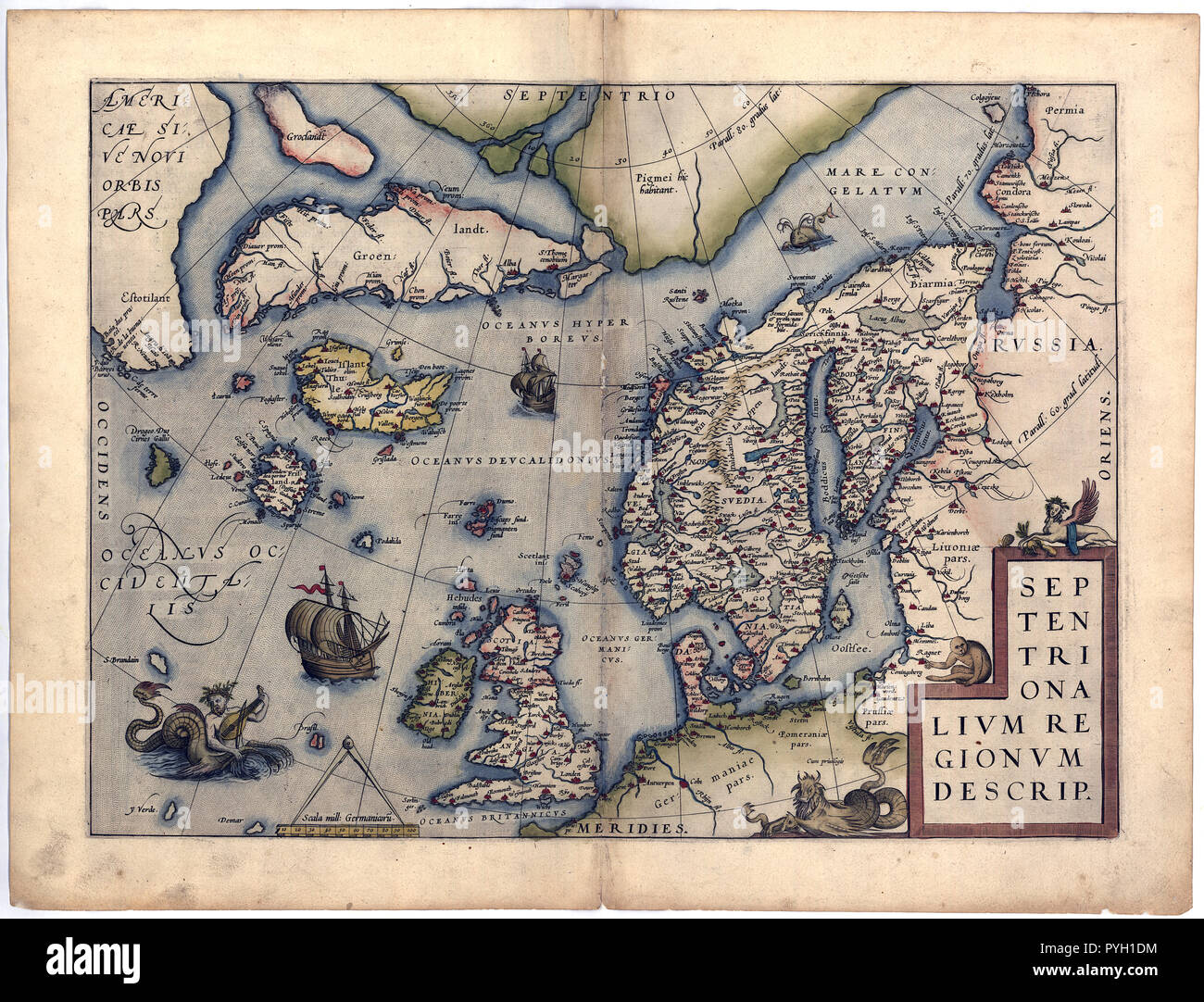 Abraham Ortelius - Erste Welt Atlas Ca. 1570-Scandia siue Regiones septentrionales Stockfoto