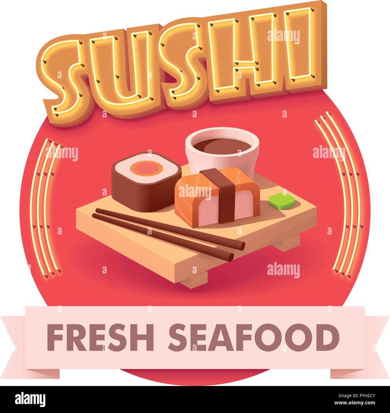 Vektor sushi Abbildung oder ein Label für Menü Stock Vektor