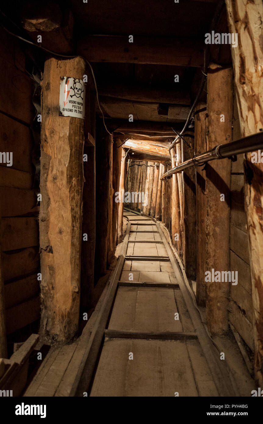 Die Sarajevo Tunnel, Tunnel durch die bosnischen Armee im Jahr 1993 während der Belagerung von Sarajevo gebaut in der Mitte des bosnischen Krieges die Stadt zu speichern. Stockfoto