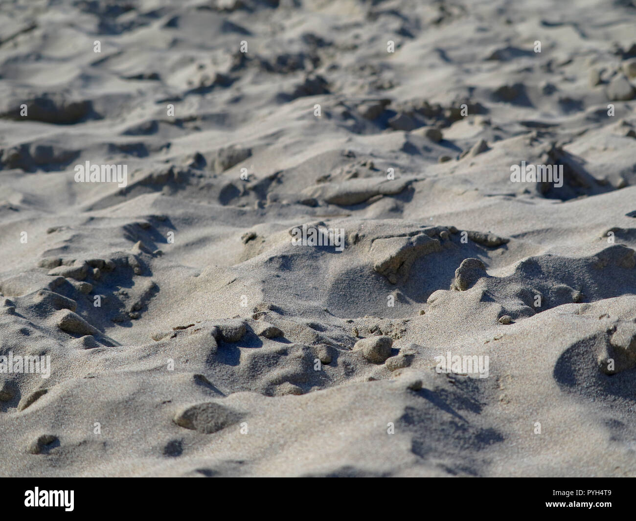 Nahaufnahme der Natürliche Unebenheiten sandigen Boden am Strand Stockfoto