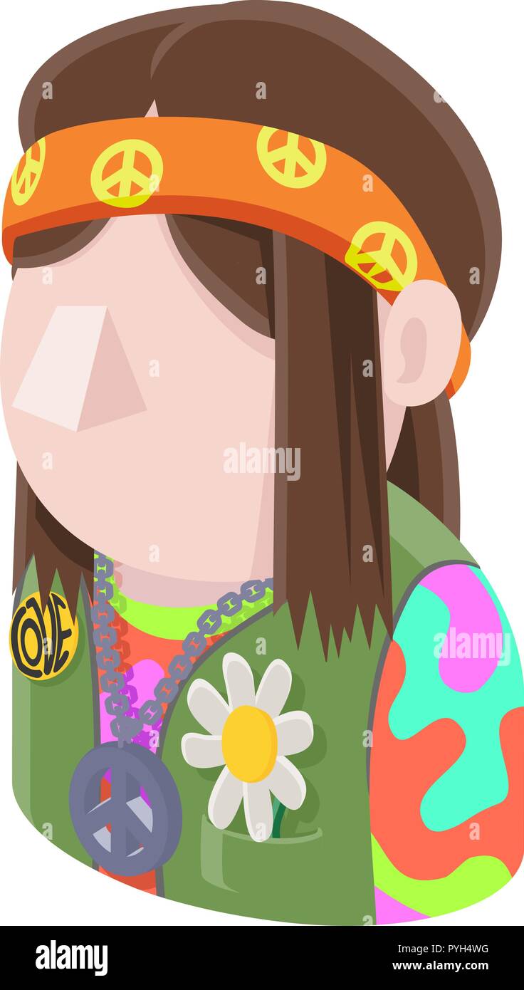 Hippy Hippie Mann Avatar Menschen Symbol Stock Vektor