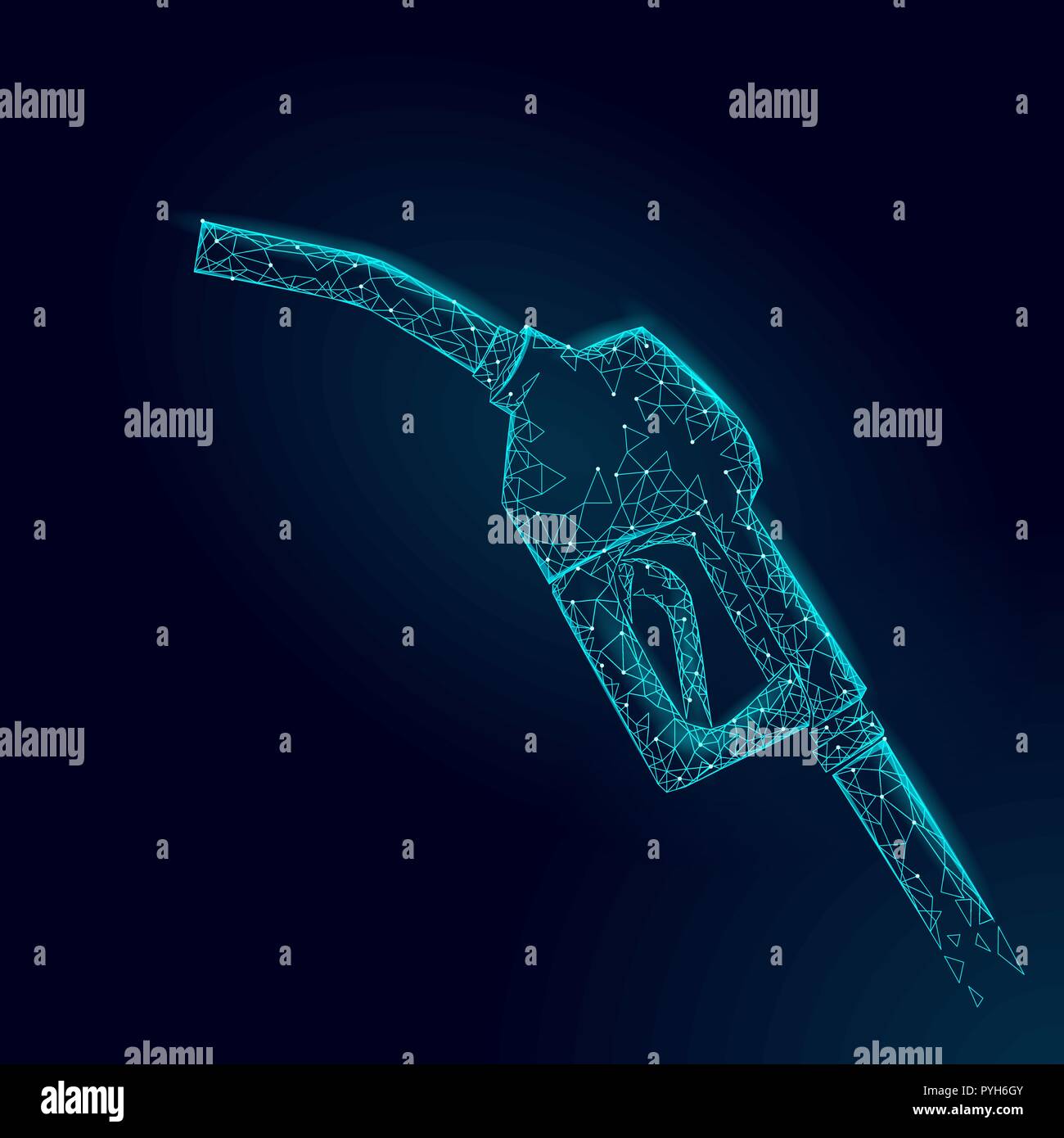 Tanken gas Pistole dispenser Low Poly. Polygonal dunkelblau Benzin device industry Business Auto Diesel tanken 3D-isolierte Design rendern Linie futuristische Vector Illustration Stock Vektor