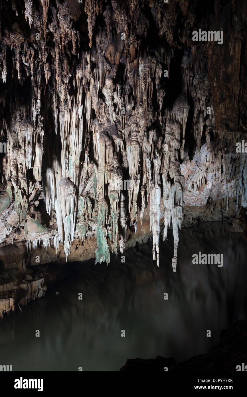 Stalagtite Formationen an Tham Lod Höhle, Mae Hong Son Provinz, Thailand Stockfoto