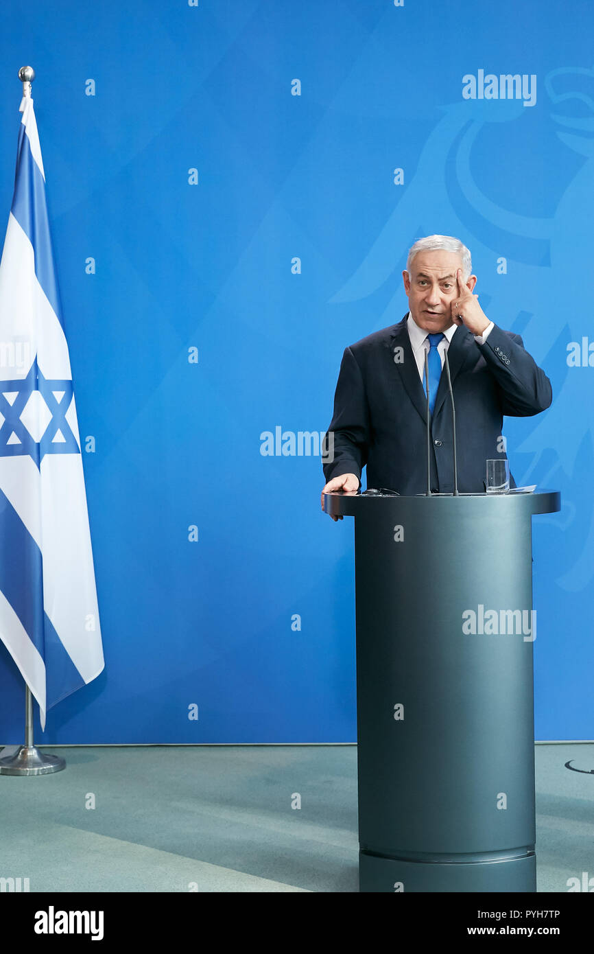 Berlin, Deutschland - Ministerpraesident Israel Benjamin Netanjahu. Stockfoto