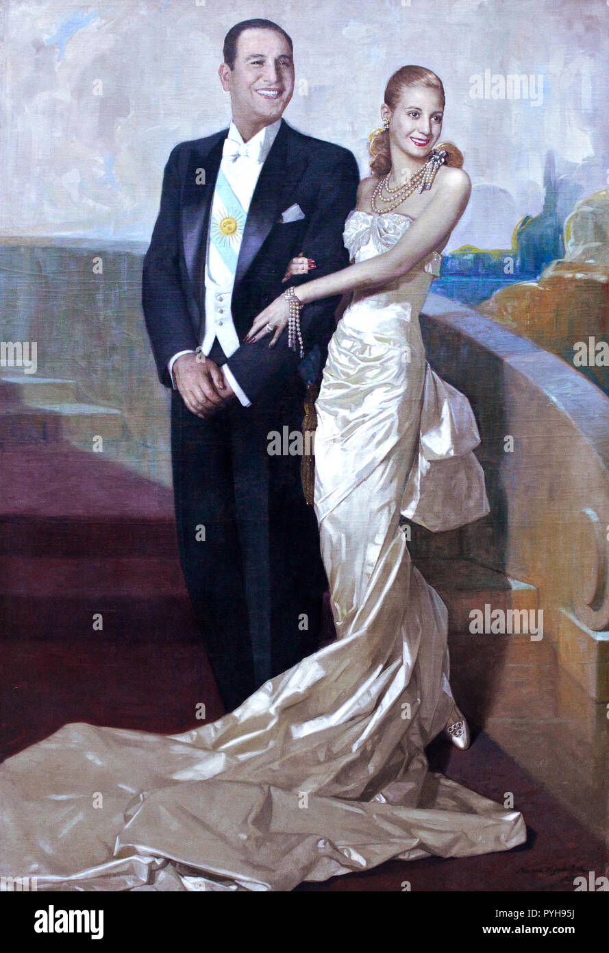 JUAN und Evita Peron über 1948 Stockfoto