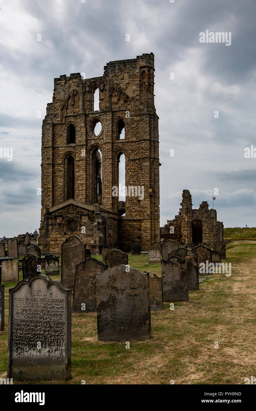 Tynemouth Castle und Priorat Stockfoto