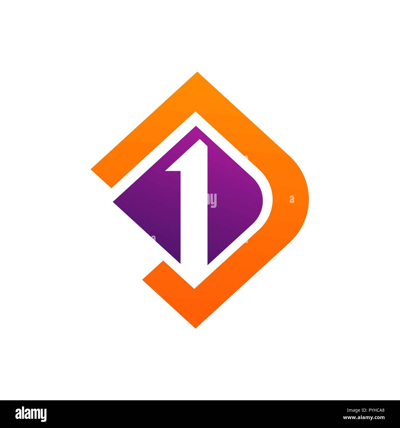 Tjeukemeer Buchstabe d und Nummer eins logo Vektor Stock Vektor
