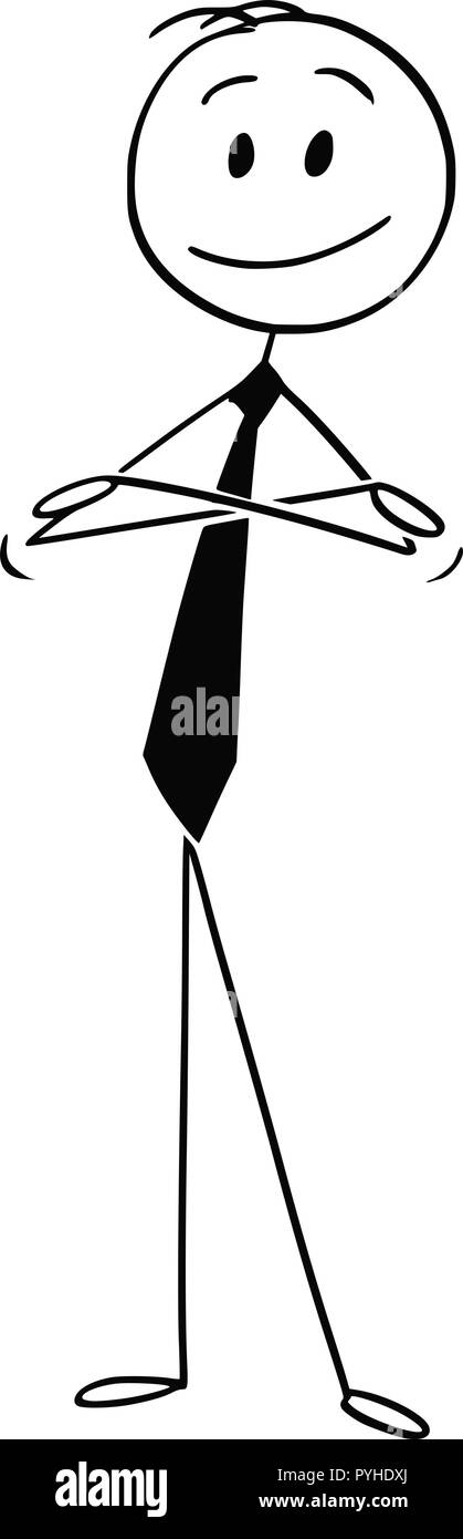 Cartoon von zuversichtlich Mann oder Geschäftsmann Stand mit verschränkten Armen Stock Vektor