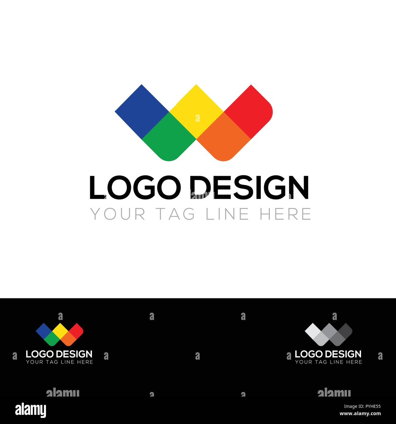 W Design-Vorlage für mehrfarbiges Logo Stock Vektor