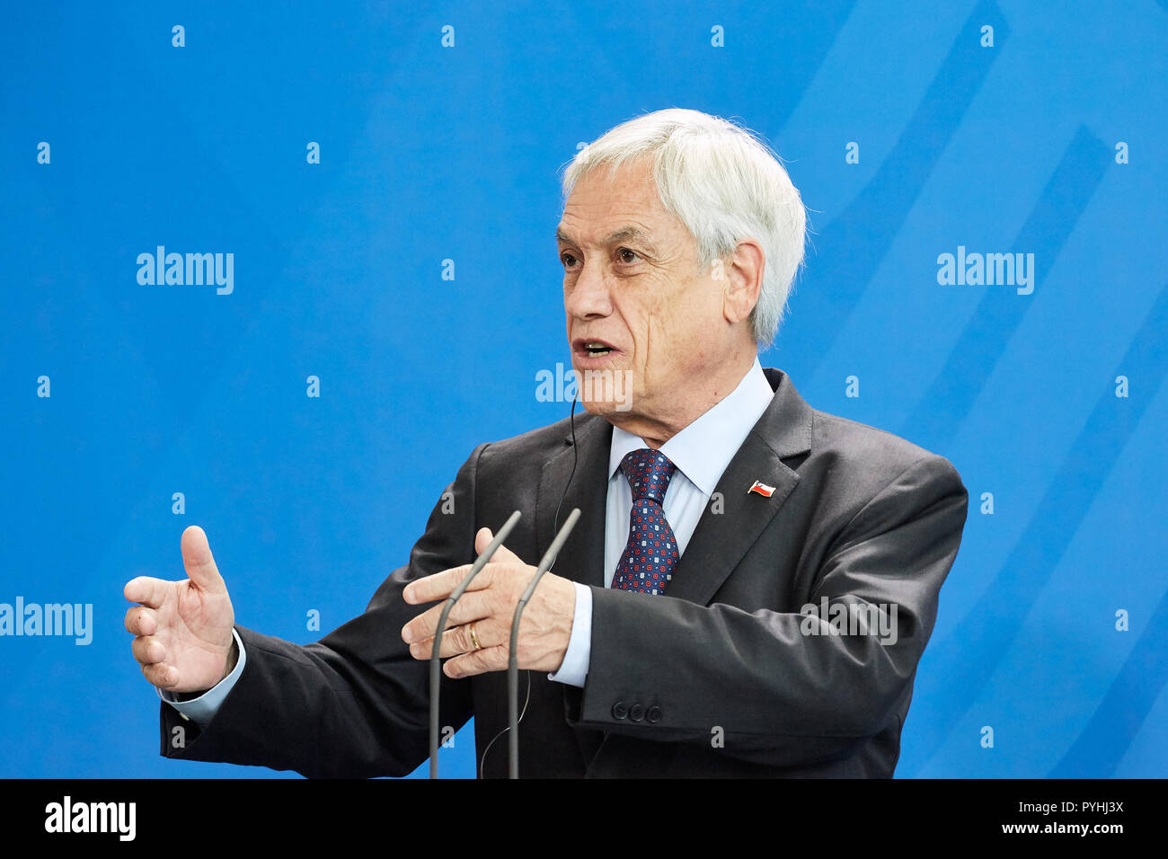 Berlin - der Präsident der Republik Chile, Sebastián Pinera. Stockfoto