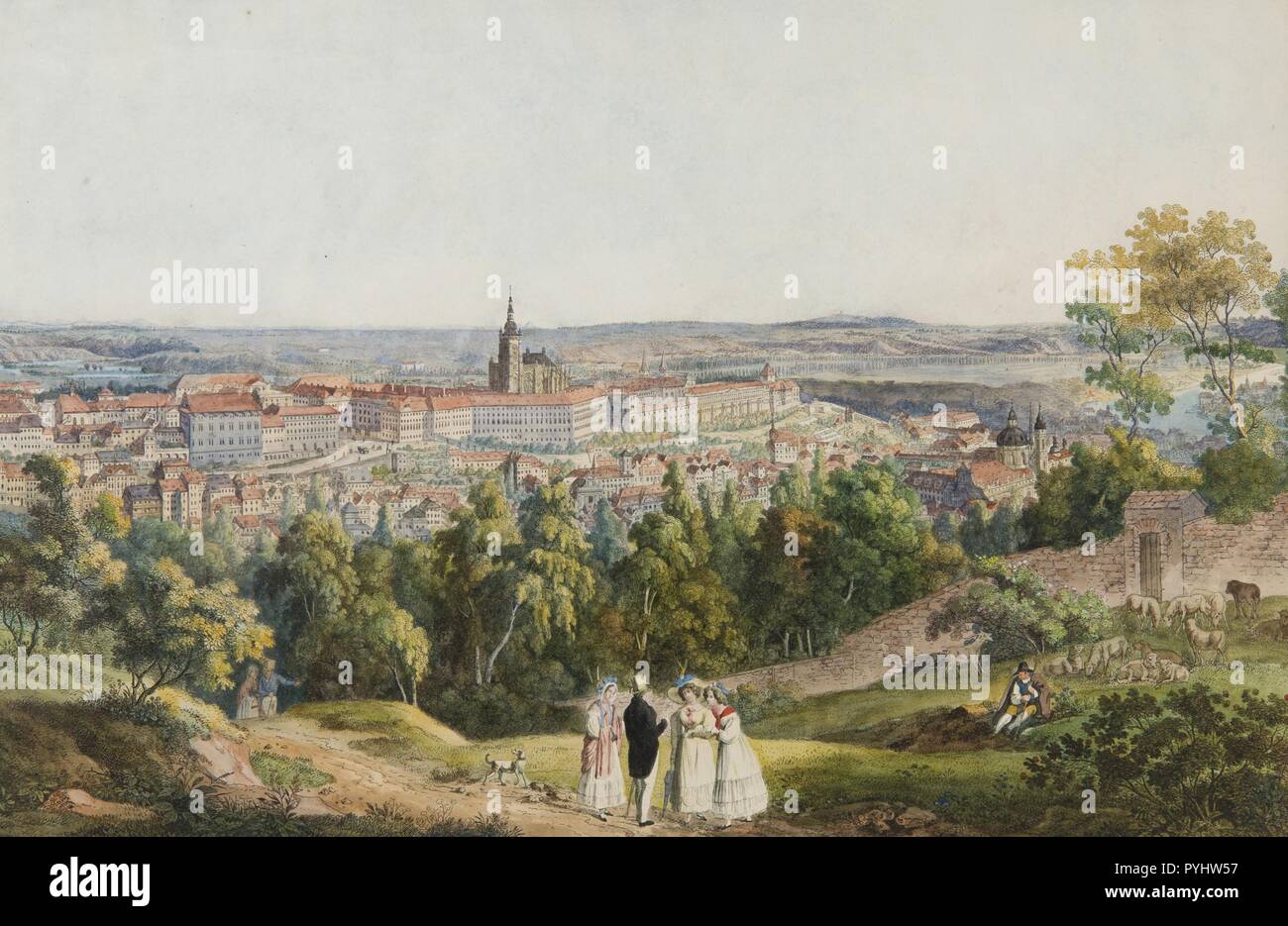 Richter, Carl August (1770 - 1848) Blick auf die Prager Burg von Petn Hill,.jpg-PYHW 57 Stockfoto