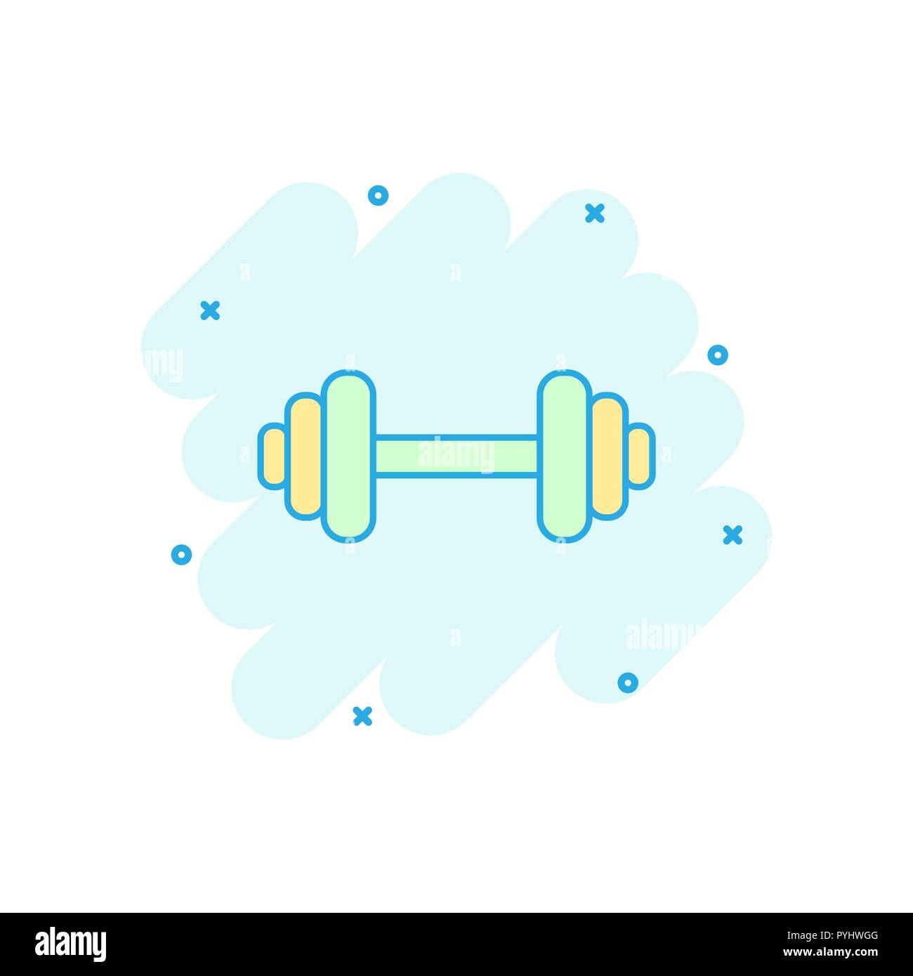 Vektor cartoon Hantel Fitness Gym Symbol im Comic-stil. Barbell Konzept  Abbildung Piktogramm. Bodybuilding sport Business splash Wirkung Konzept  Stock-Vektorgrafik - Alamy
