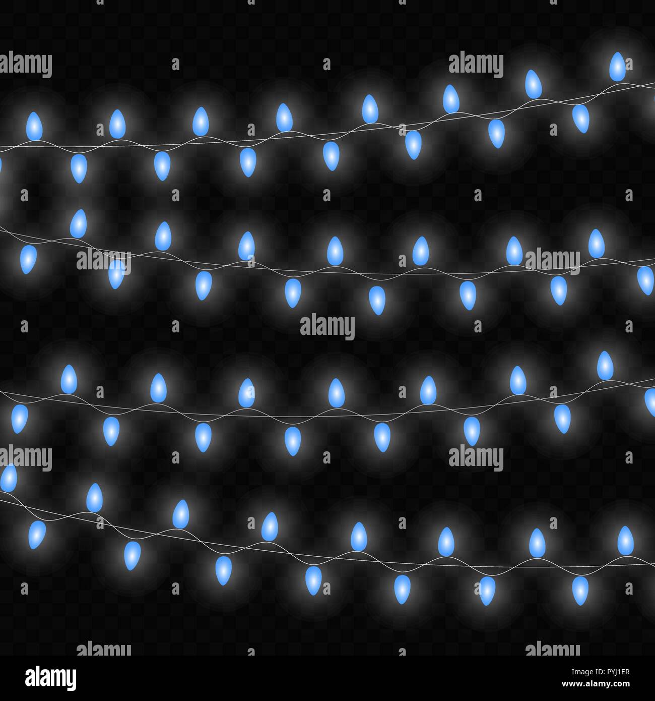 Weihnachtsbeleuchtung isoliert realistischen Design Elemente. Leuchtende Lichter für Weihnachten Urlaub Grußkarte Design. Girlanden. Stock Vektor