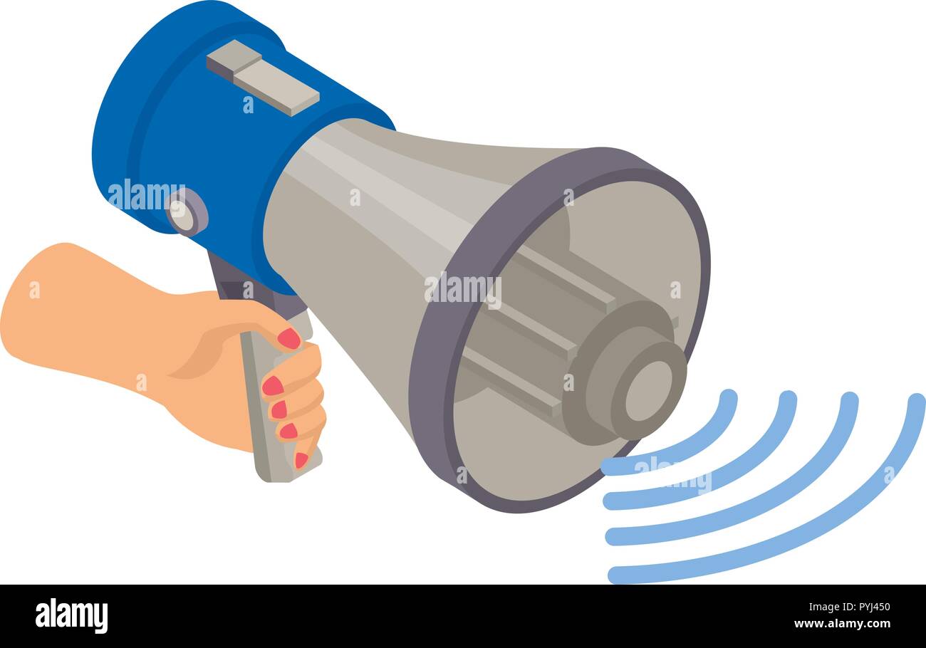 Hand Megafon-symbol, isometrische Stil Stock Vektor