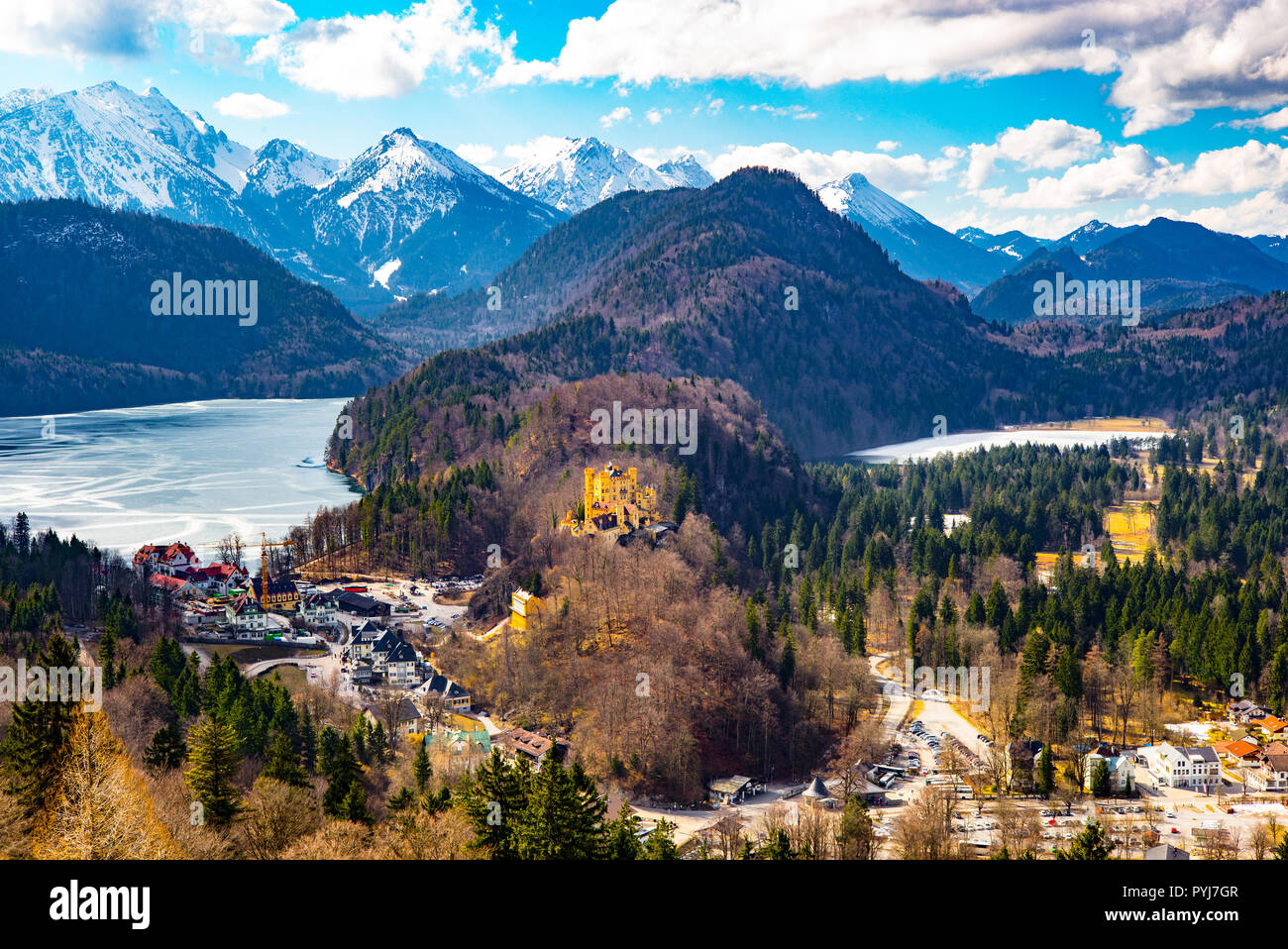 Landsqape Blick von Schloss Neuschwanstein Stockfoto