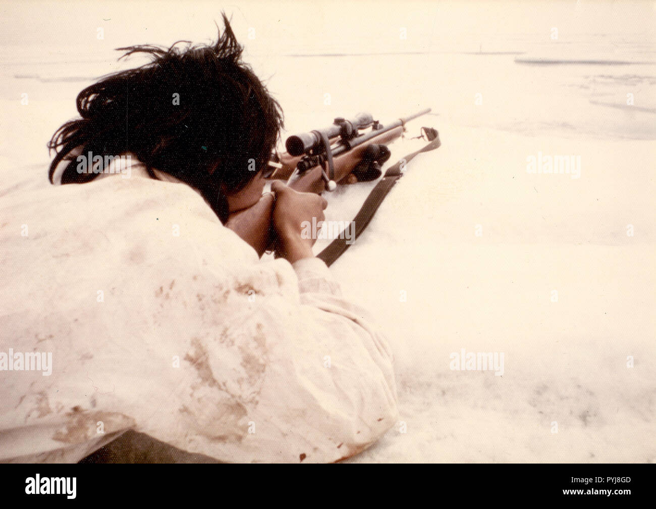 Eskimo Dichtung Hunter auf Eisschollen von Kotzebue Sound 1973 Stockfoto