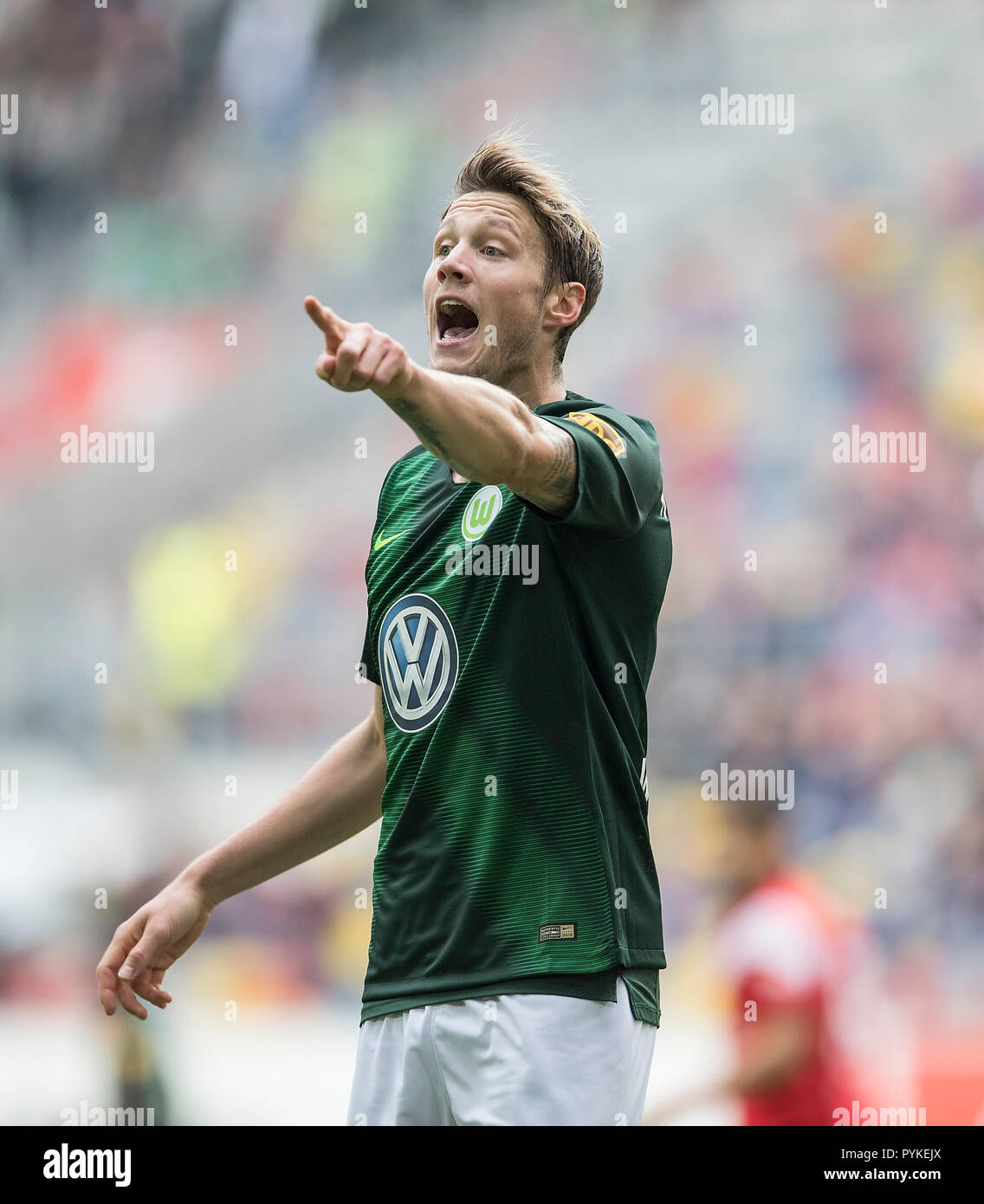 Düsseldorf, Deutschland. 27 Okt, 2018. Wout WEGHORST (WOB), Fußball, Fußball 1. Fussballbundesliga, 9. Spieltag Fortuna Düsseldorf (D) - VfL Wolfsburg (WOB) 0:3, am 27.10.2018 in Düsseldorf/Deutschland. ##DFL-Bestimmungen verbieten die Verwendung von Fotografien als Bildsequenzen und/oder quasi-Video## | Verwendung der weltweiten Kredit: dpa/Alamy leben Nachrichten Stockfoto