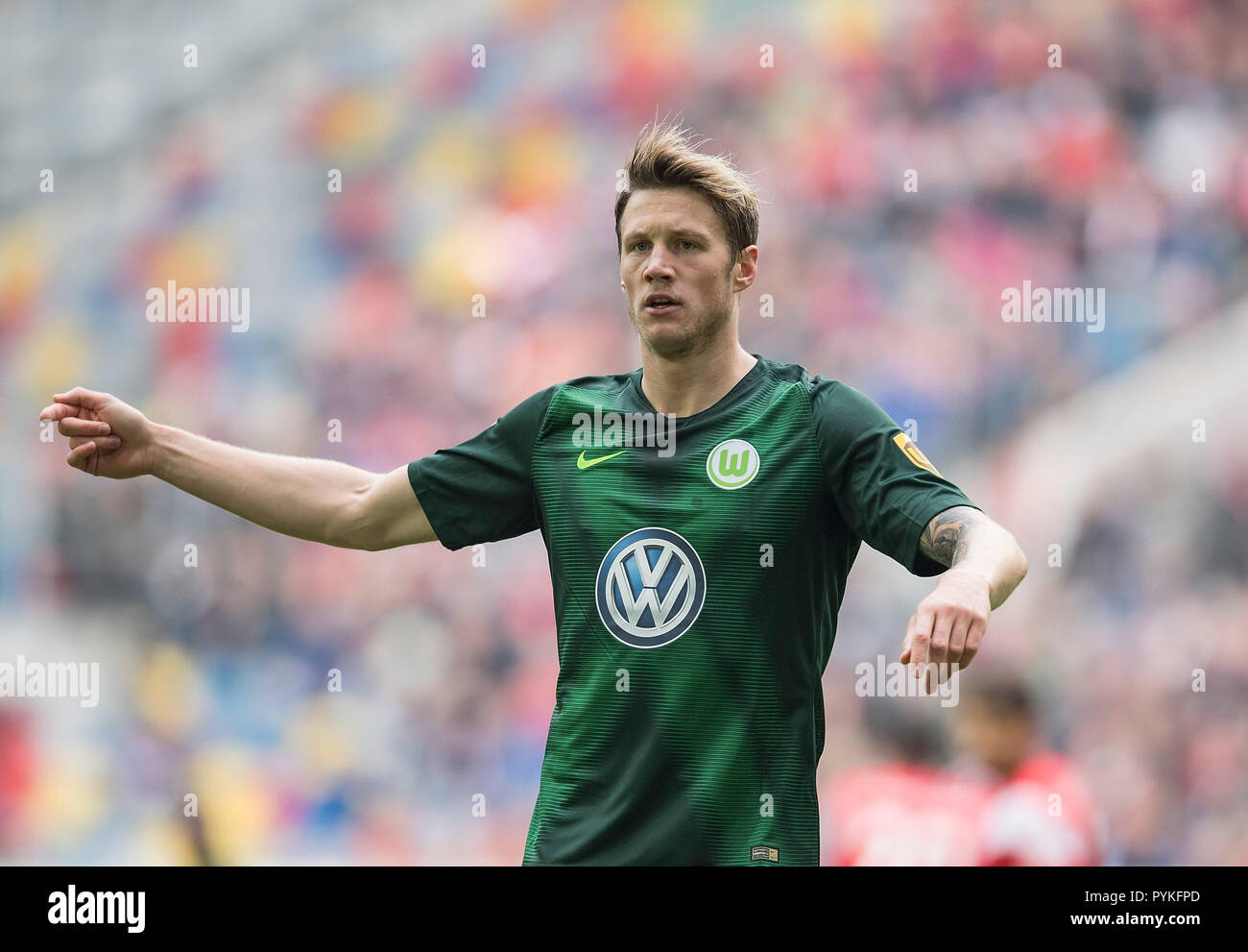 Düsseldorf, Deutschland. 27 Okt, 2018. Wout WEGHORST (WOB), Geste, Gestik, Fußball 1. Fussballbundesliga, 9. Spieltag Fortuna Düsseldorf (D) - VfL Wolfsburg (WOB) 0:3, am 27.10.2018 in Düsseldorf/Deutschland. ##DFL-Bestimmungen verbieten die Verwendung von Fotografien als Bildsequenzen und/oder quasi-Video## | Verwendung der weltweiten Kredit: dpa/Alamy leben Nachrichten Stockfoto