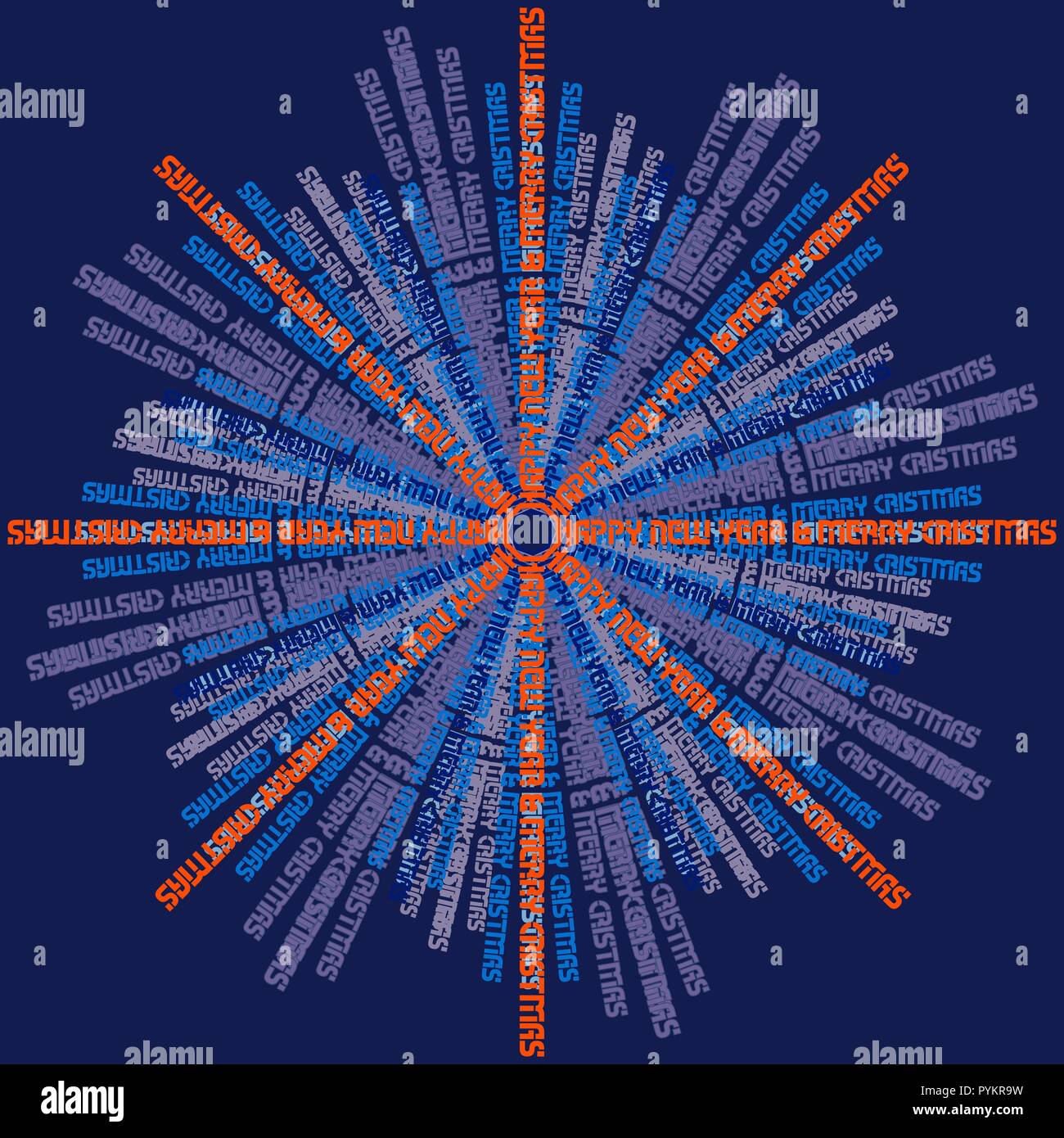 Neues Jahr Schneeflocke aus der Inschrift ein Frohes Neues Jahr und Frohe Weihnachten Typografie Stock Vektor