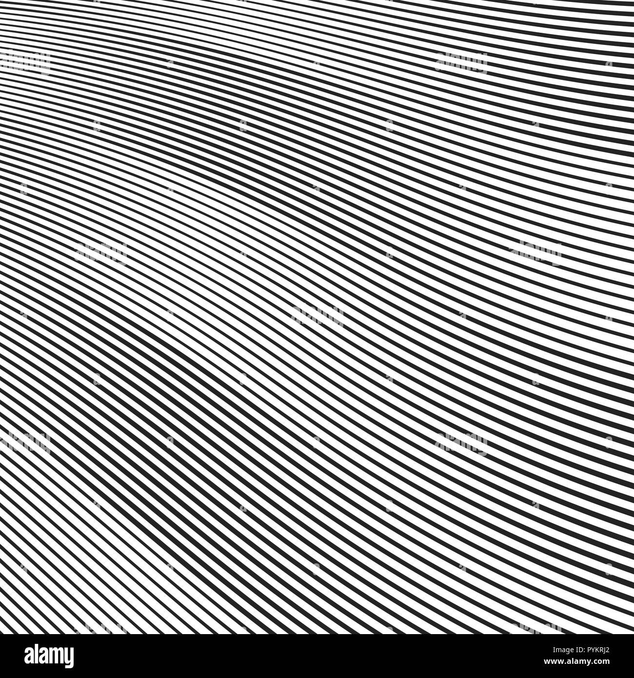 Schwarz parallel geschwungenen Linien. halftone Wirkung Hintergrund. Stock Vektor