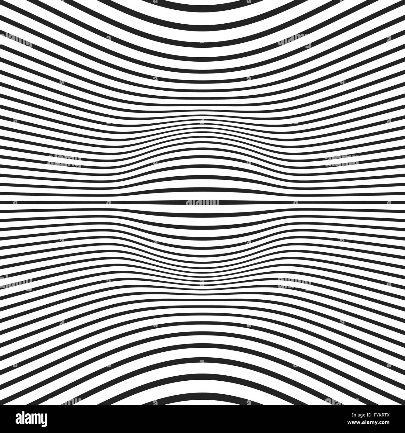 Abstrakte halftone gestreiften Hintergrund. Gebogene Wellenlinien. Vector Illustration Stock Vektor