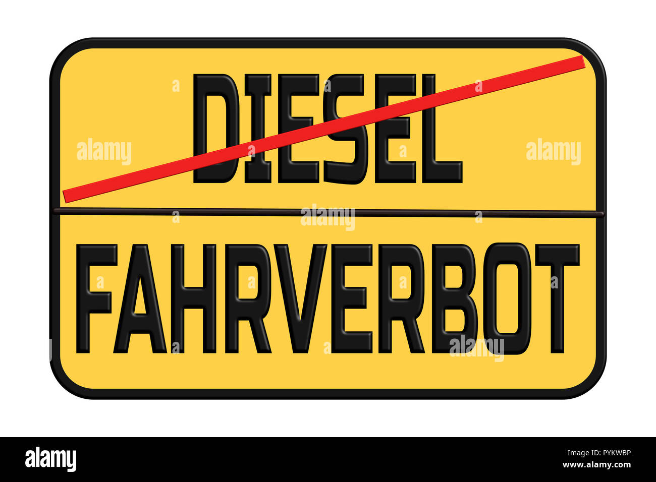 Fahren Verkehrszeichen für Dieselfahrzeuge in Deutschland. Diesel Verbot Symbol Stockfoto