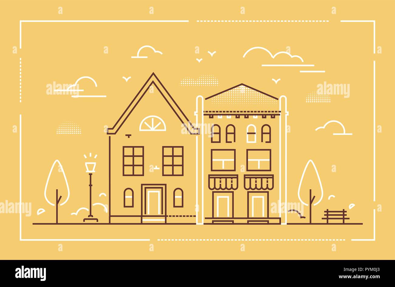 Stadt Architektur - Moderne thin line Design Vector Illustration Stock Vektor