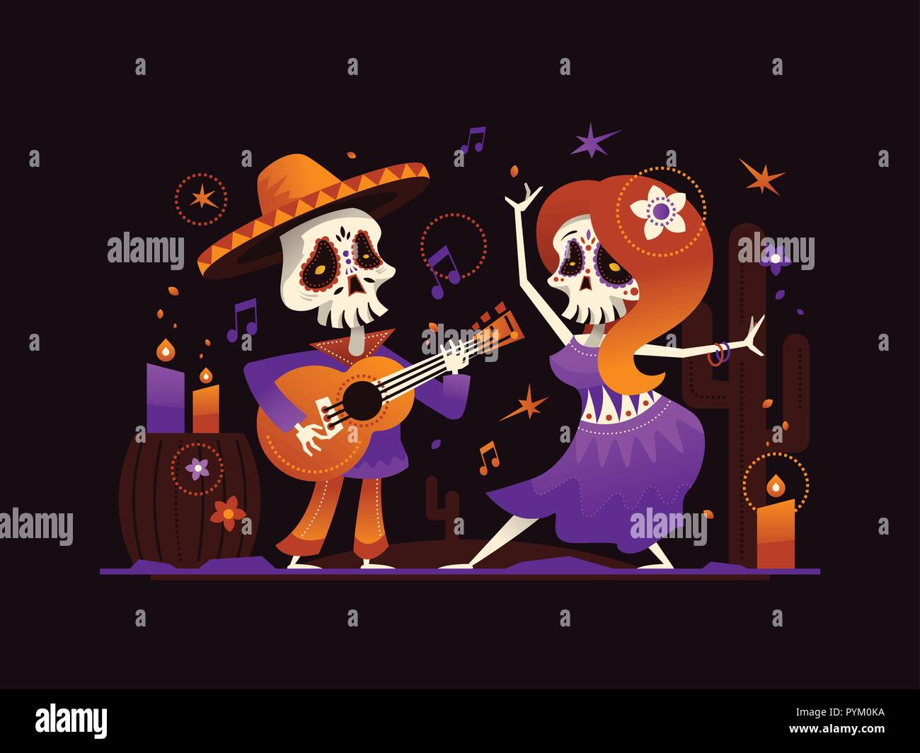 Dia de los Muertos - Modernes flaches design Stil Abbildung Stock Vektor