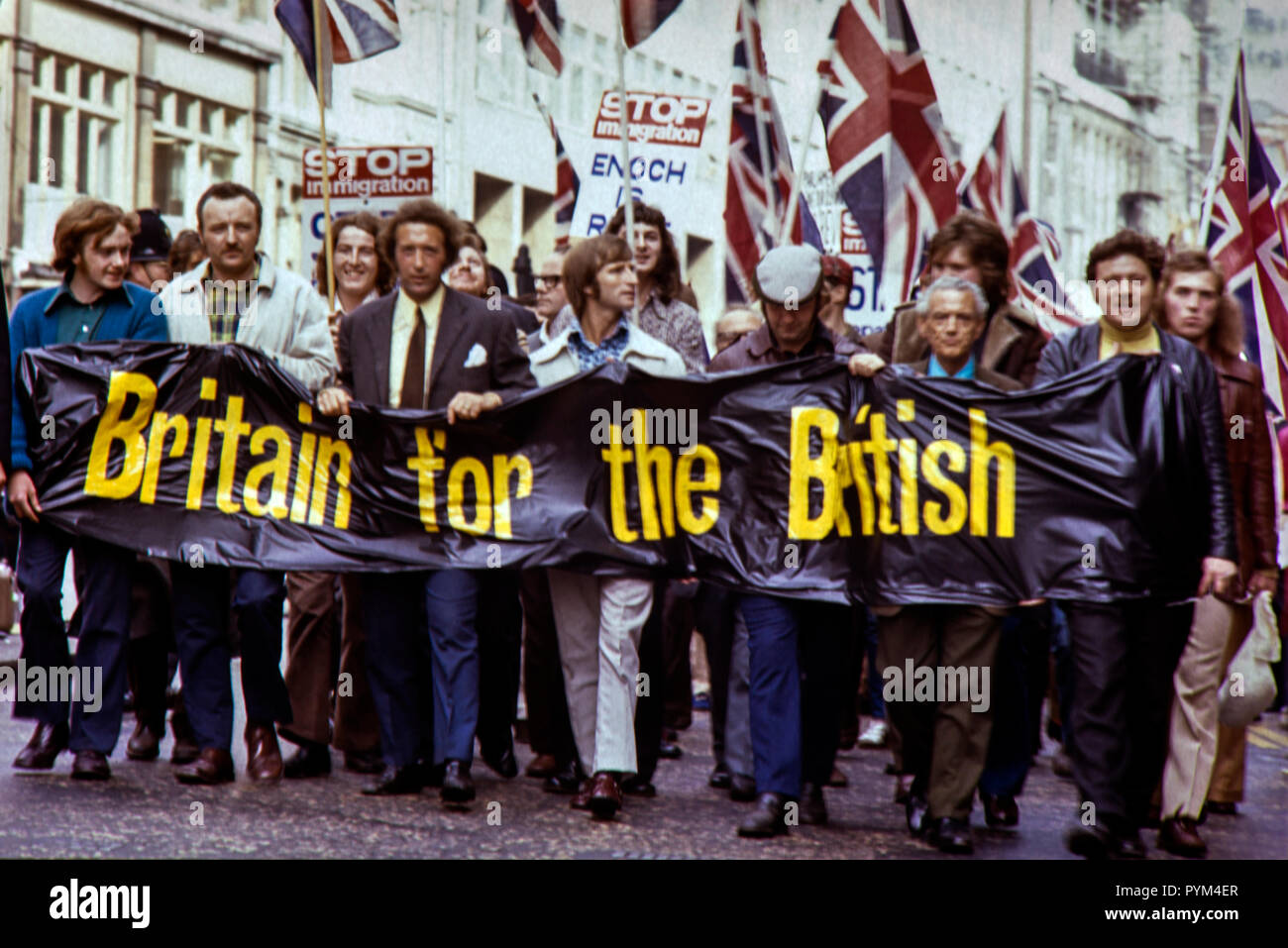 Nationale Front (NF) März in London in den 1970er Jahren Stockfoto