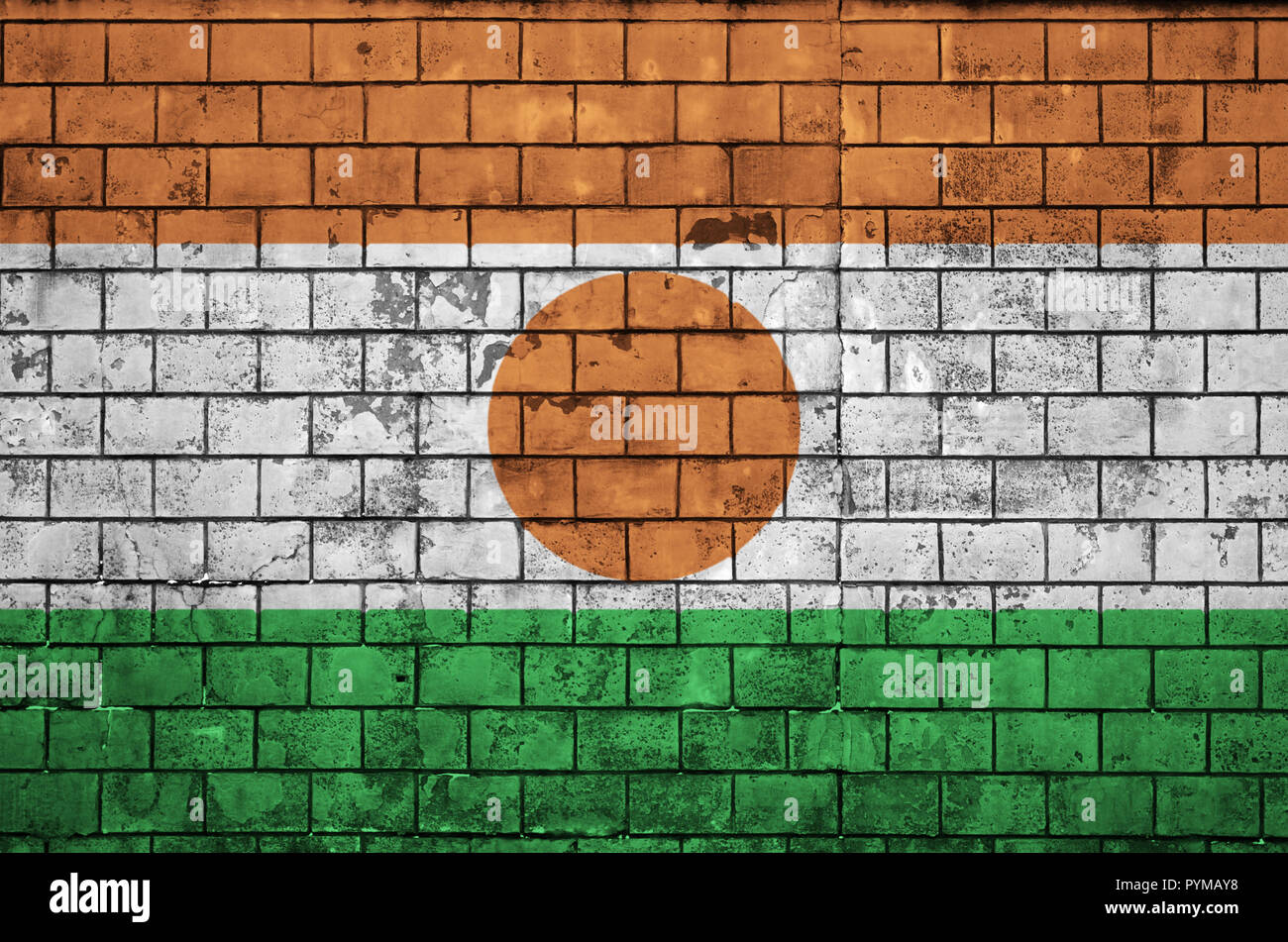 Niger Fahne ist auf einer alten Mauer gemalt Stockfoto