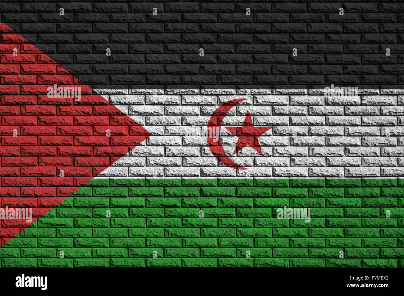 Westsahara Flagge ist auf einer alten Mauer gemalt Stockfoto