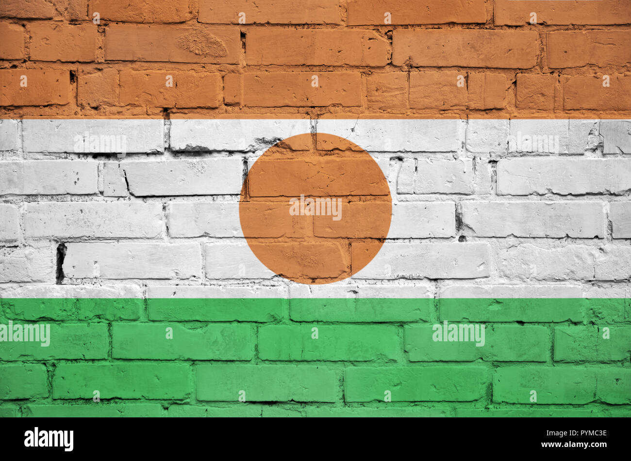 Niger Fahne ist auf einer alten Mauer gemalt Stockfoto