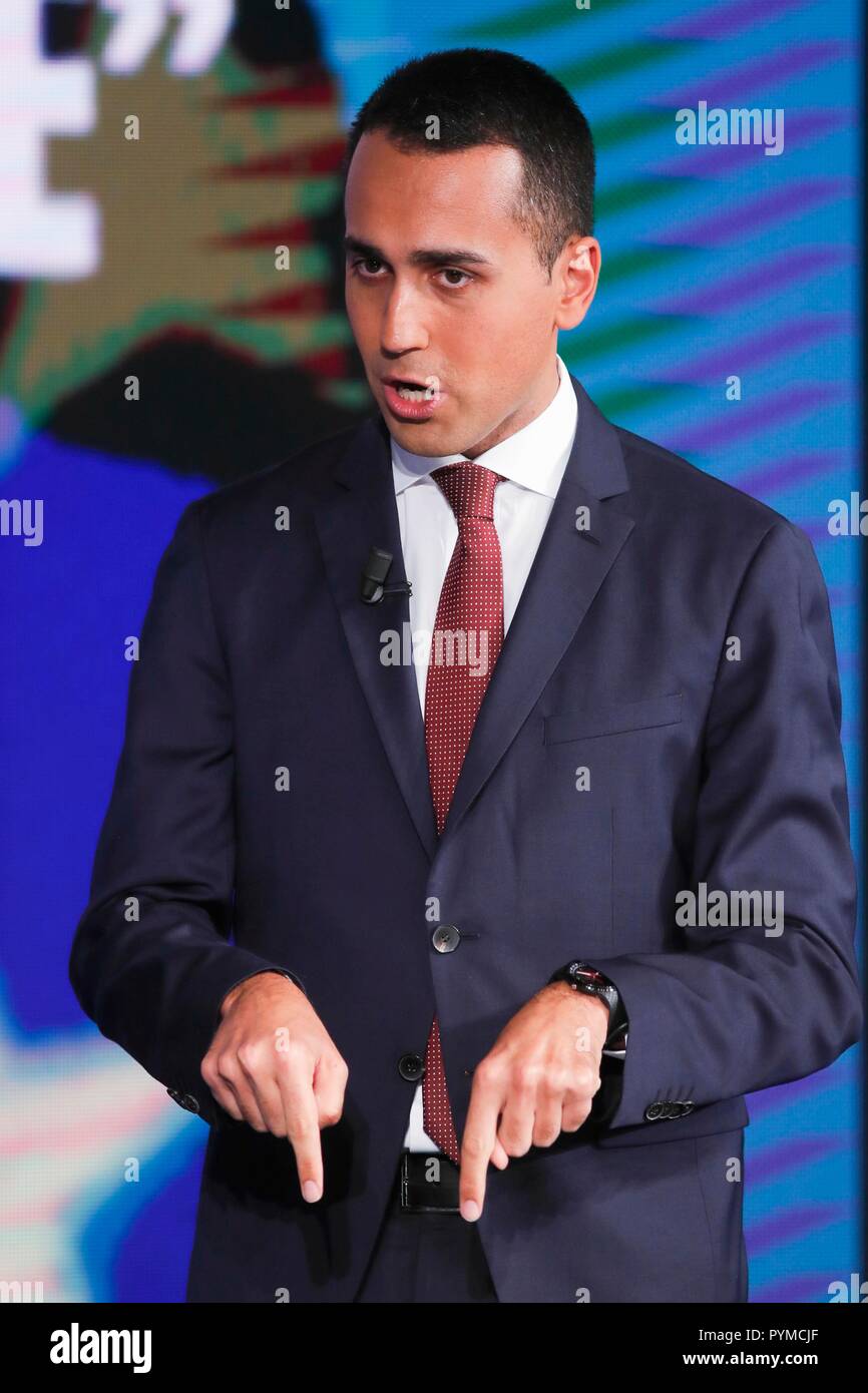 Der Führer der Movimento 5 Stelle, Luigi Di Maio bei der Talkshow "Porta a Porta", Rom, Italien, 17. Oktober 2018 Foto Remo Casilli/Sintesi/Alamy S Stockfoto