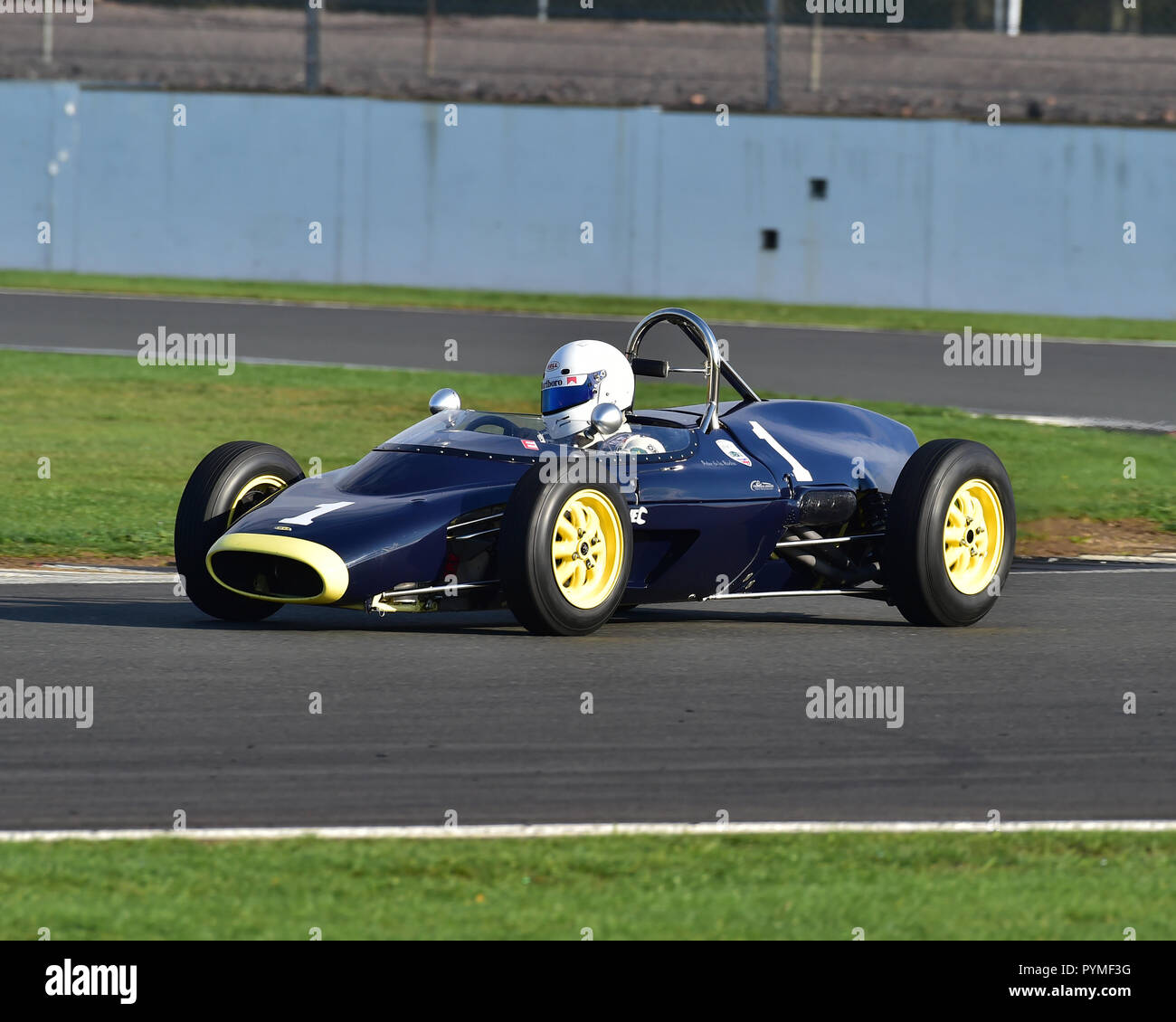 Peter de la Roche, Lola Mk3, FJHRA, historische Formel Junior hinten Motor, HSCC, Silverstone Endrunden, Silverstone, Oktober 2018, Autos, klassische Rennwagen Stockfoto