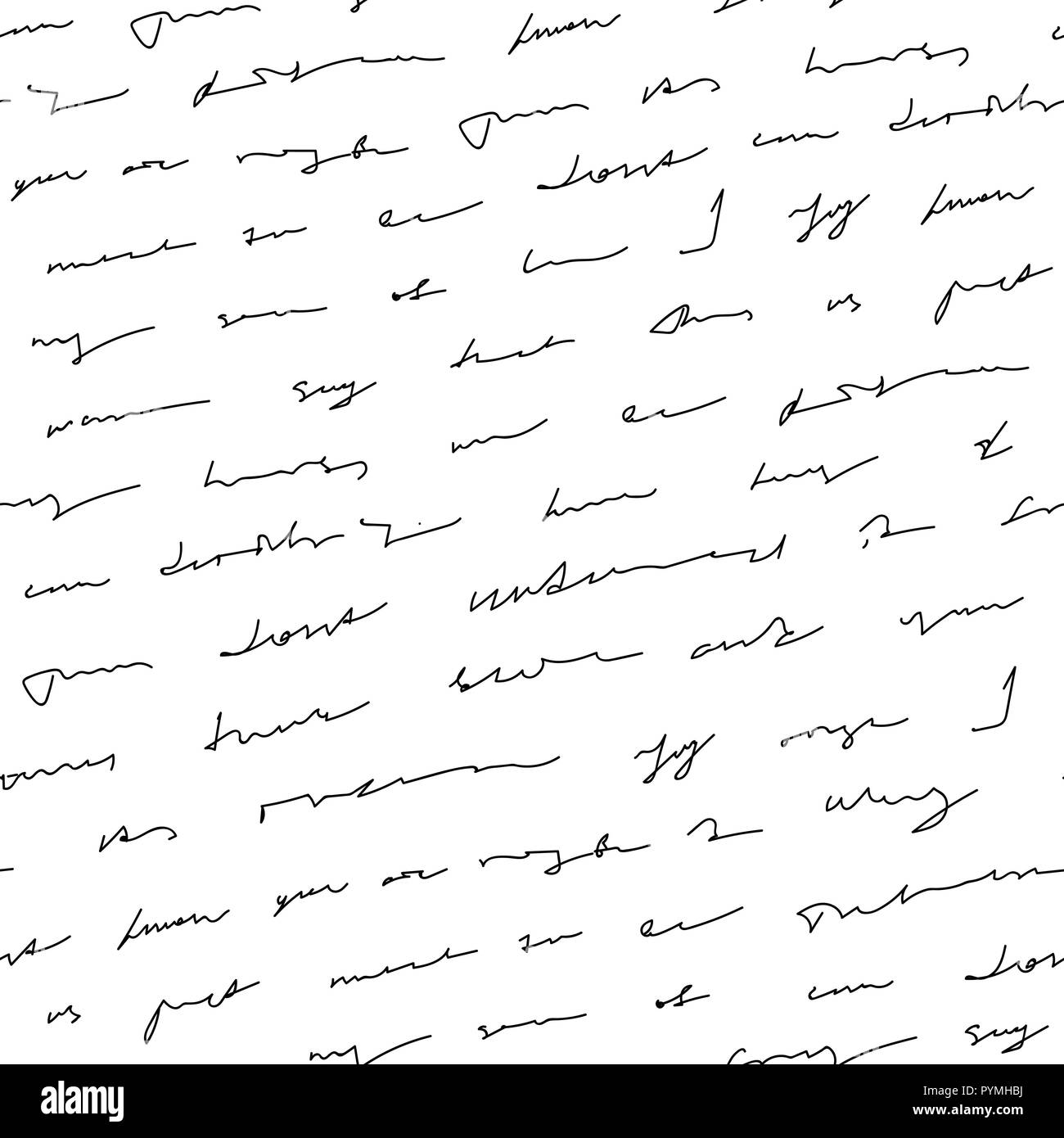 Handschrift Hintergrund nahtlose Muster grunge Buchstaben, Wörter Stock Vektor