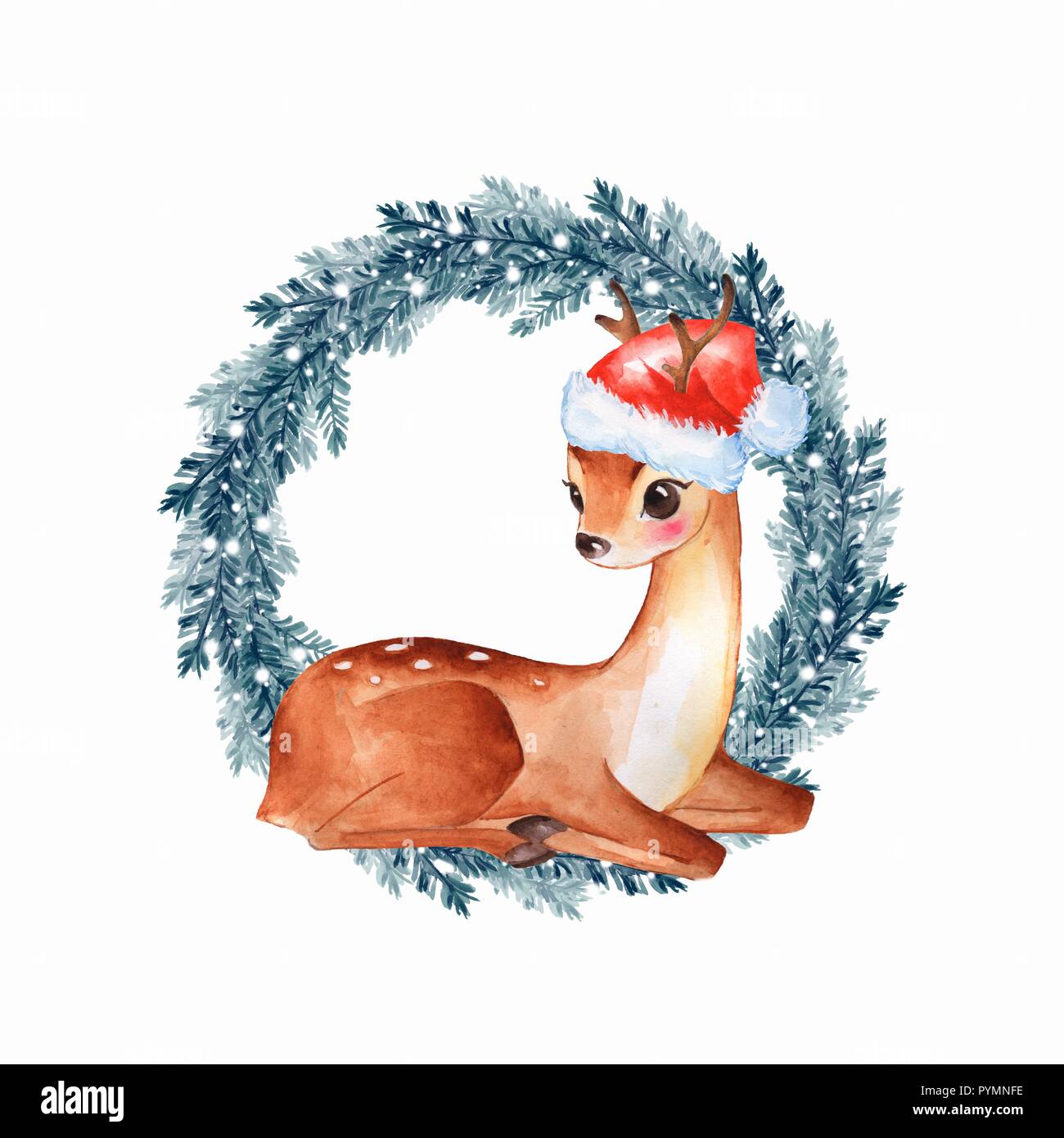 Baby Deer. Hand cute fawn gezeichnet. Aquarell Abbildung Stockfoto