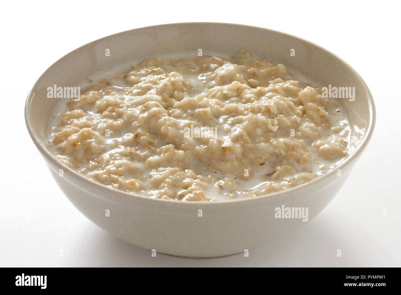 Schüssel Hafer Porridge mit Milch Stockfoto
