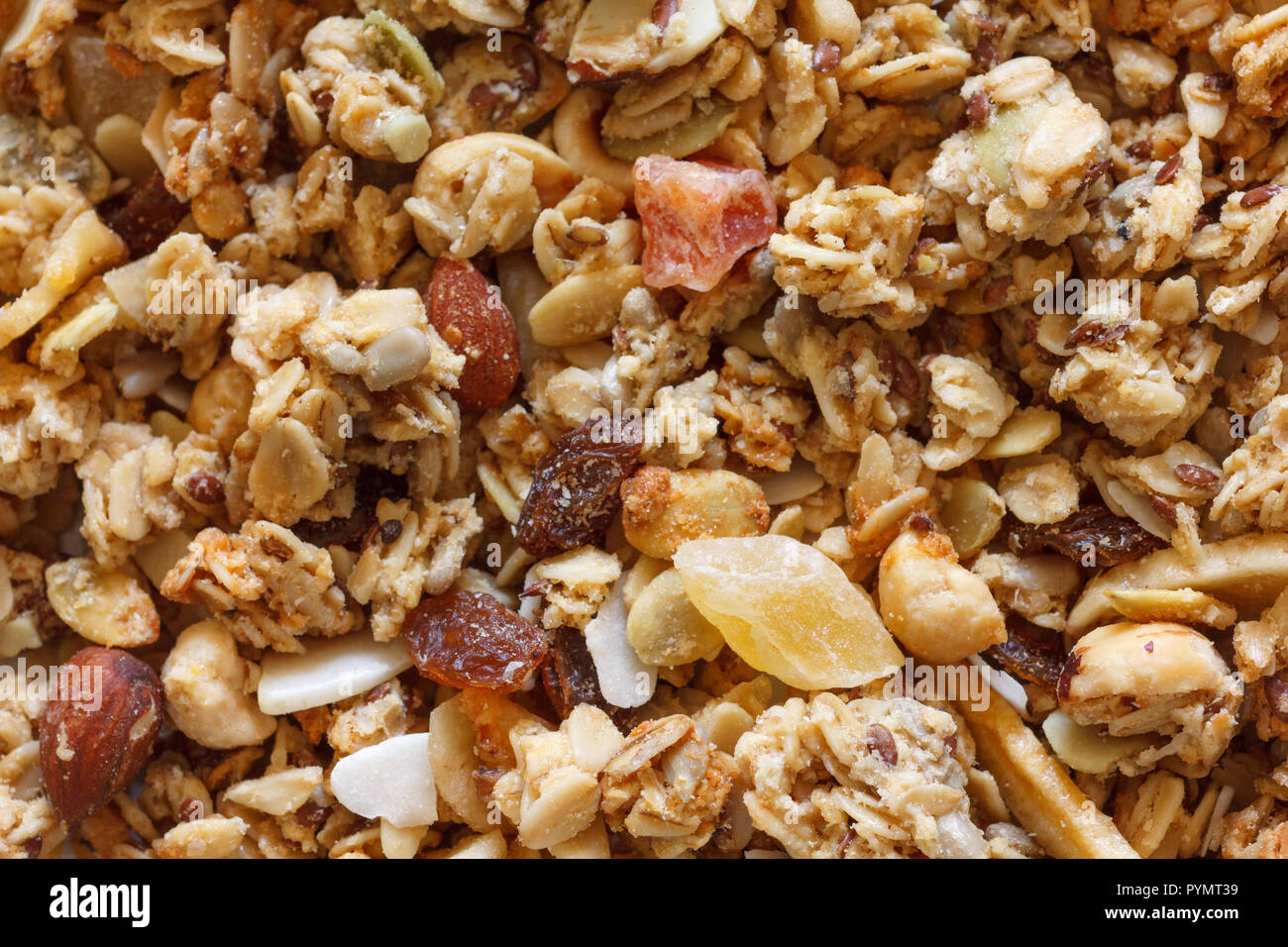 Trockenes Müsli von oben Stockfoto