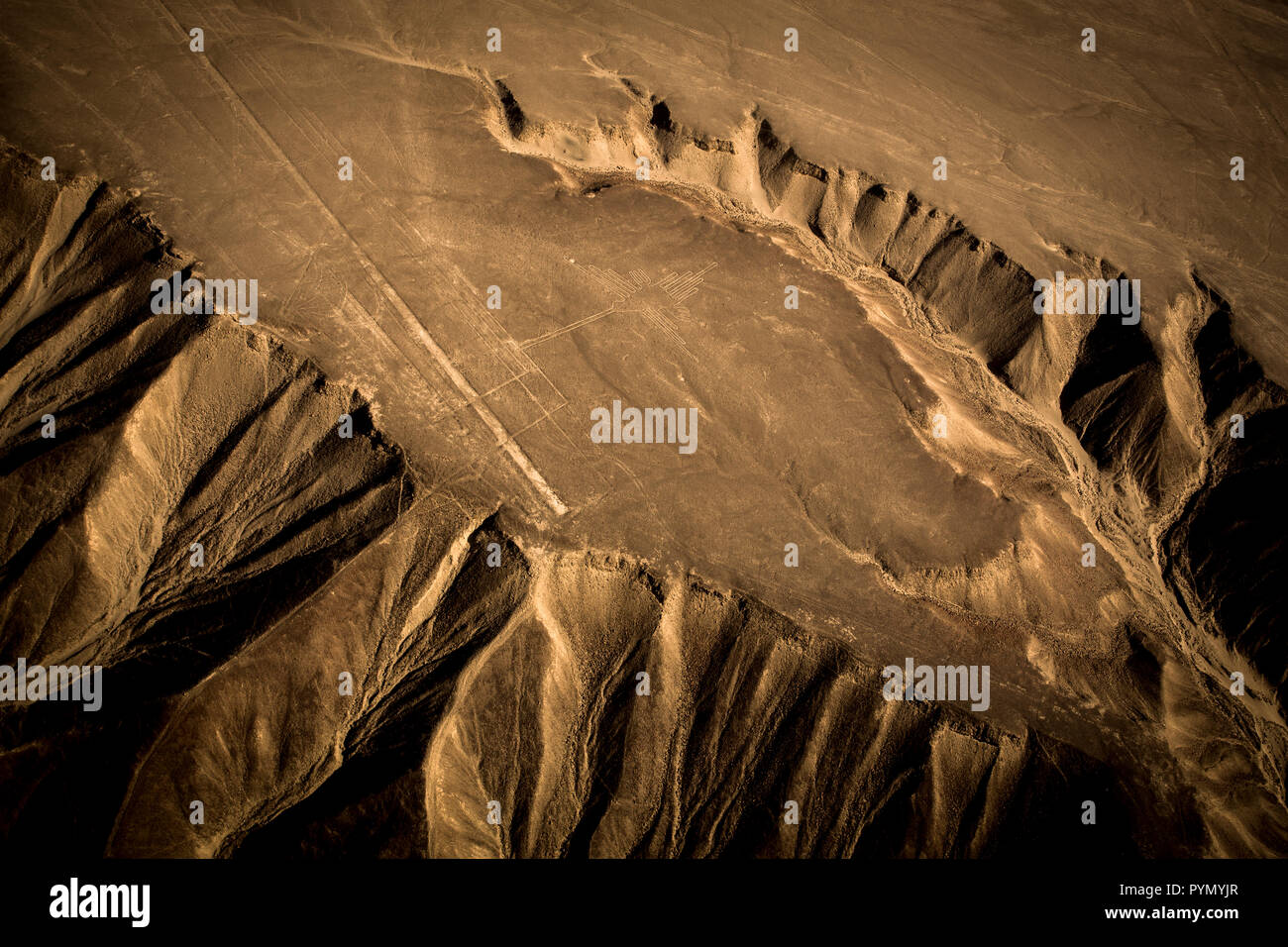 Blick von oben auf die Nazca Linien in Peru, Nazca, Innenarchitektur Stockfoto