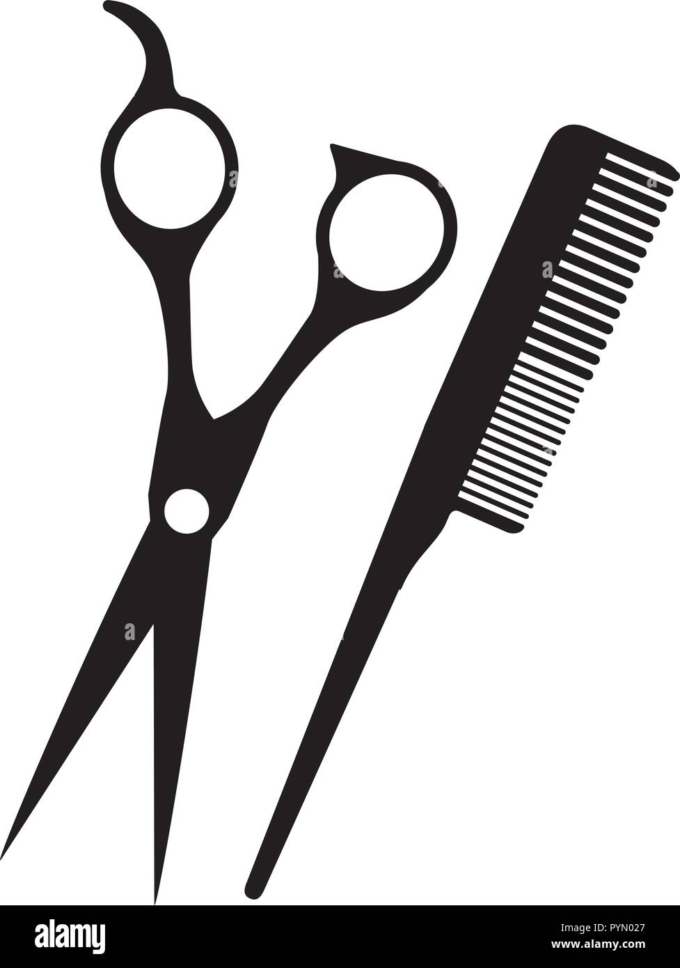 Friseur Schere mit Kamm Vector Illustration Design Stock-Vektorgrafik -  Alamy