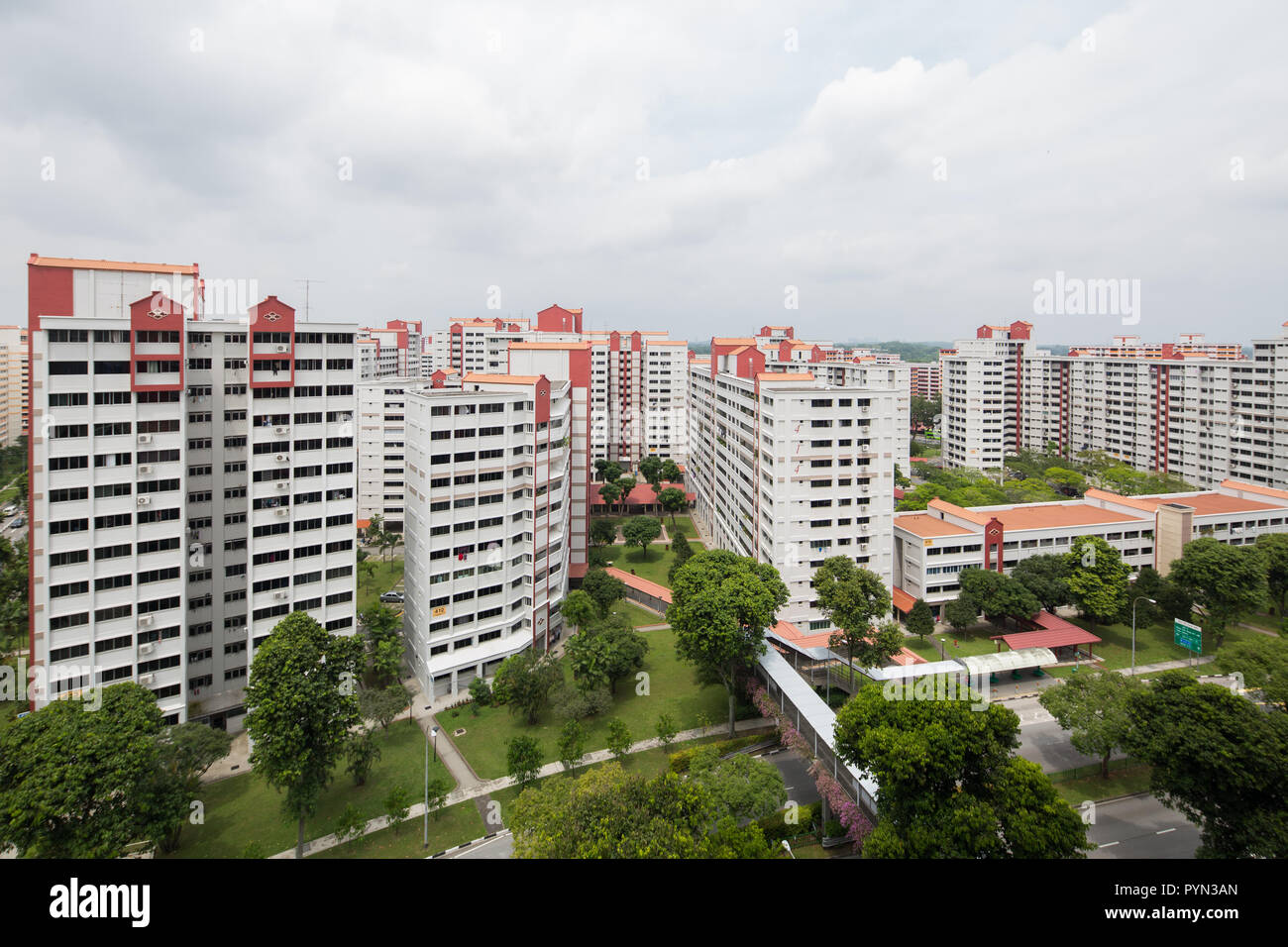 Luftbild von Architektur Design von Singapur Sozialwohnungen in Singapur. Stockfoto
